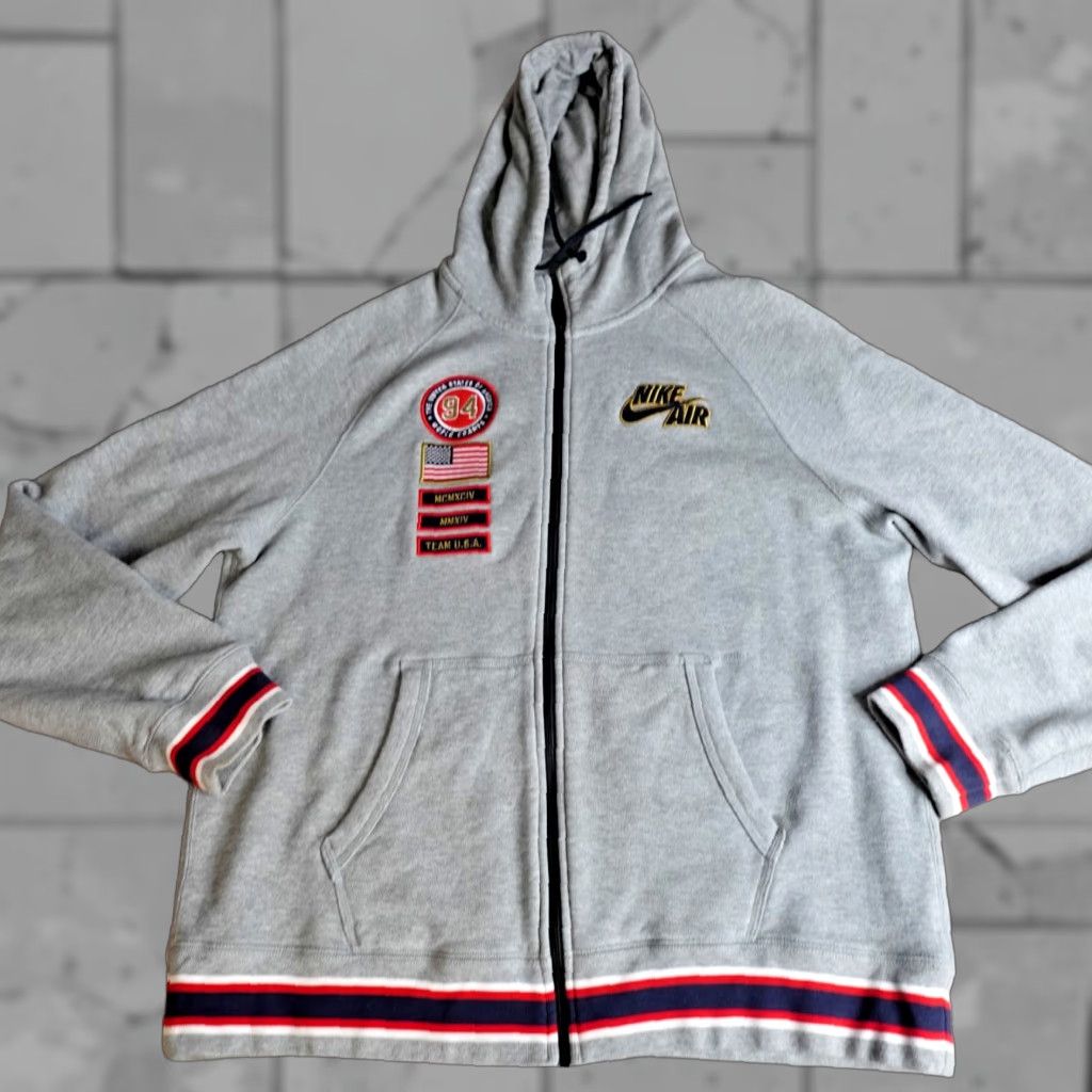 Nike VINTAGE Nike Mens Hoodie L Gray Embroidered USA Dream Team Full Zip Party 612865-063 Mens Size US L / EU 52-54 / 3 - 1 Thumbnail
