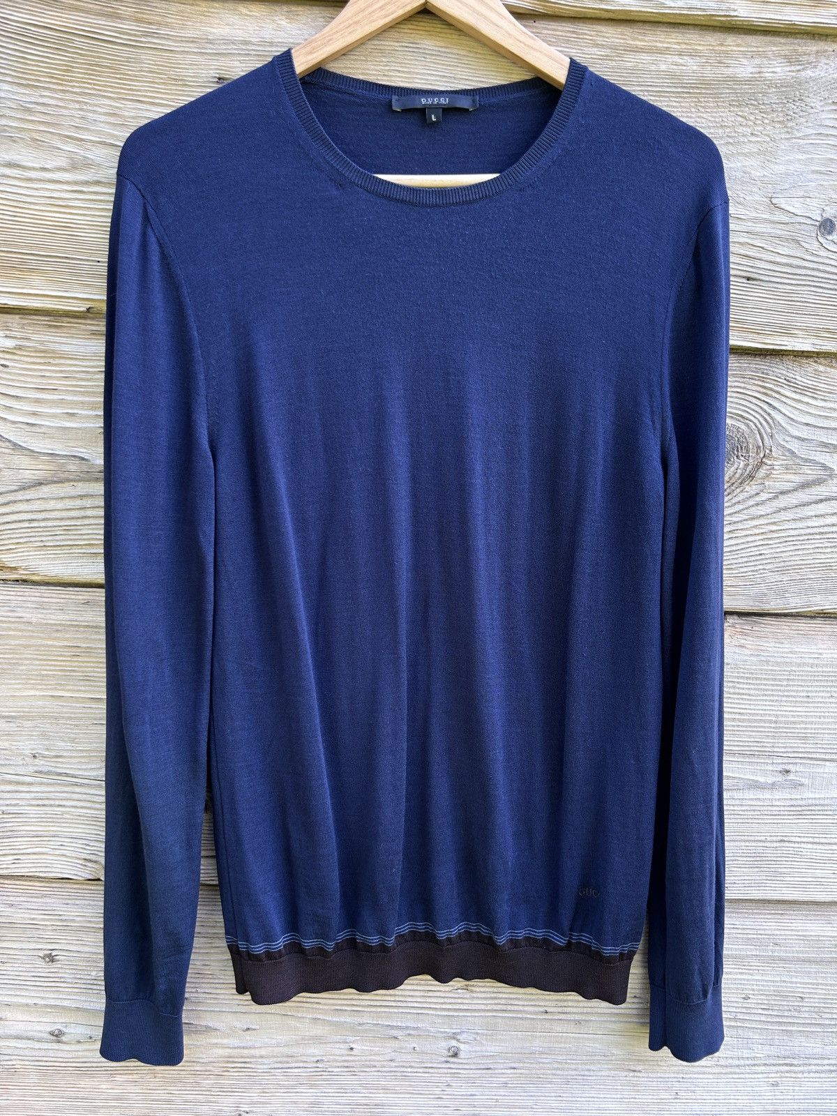 Gucci Gucci Lightweight Lana Wool Sweater In Blue Size US L / EU 52-54 / 3 - 1 Thumbnail