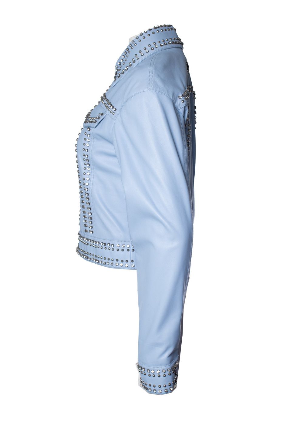 Philipp Plein Philipp Plein, light blue leather jacket with studs Size S / US 4 / IT 40 - 4 Thumbnail