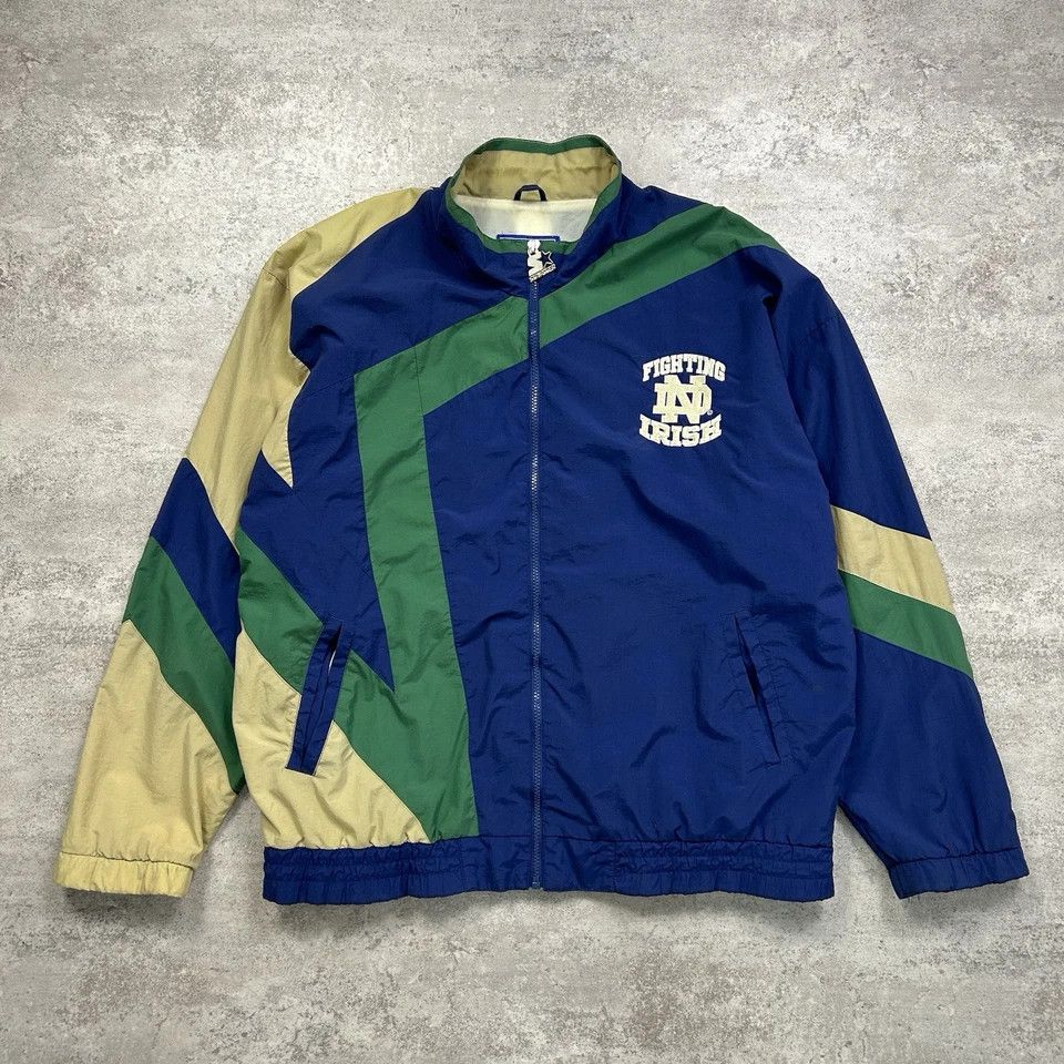 NCAA × Starter × Vintage NOTRE DAME FIGHTING IRISH STARTER WINDBREAKER JACKET SIZE L Size US L / EU 52-54 / 3 - 1 Thumbnail