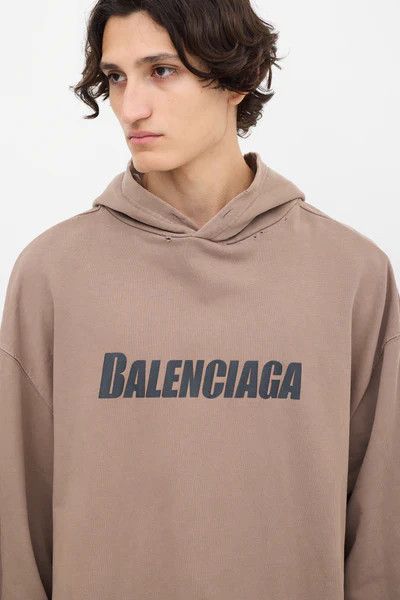 Balenciaga o1in1g1124 Dup / Destroyed Hoodie Oversized in Brown Size US XL / EU 56 / 4 - 6 Thumbnail