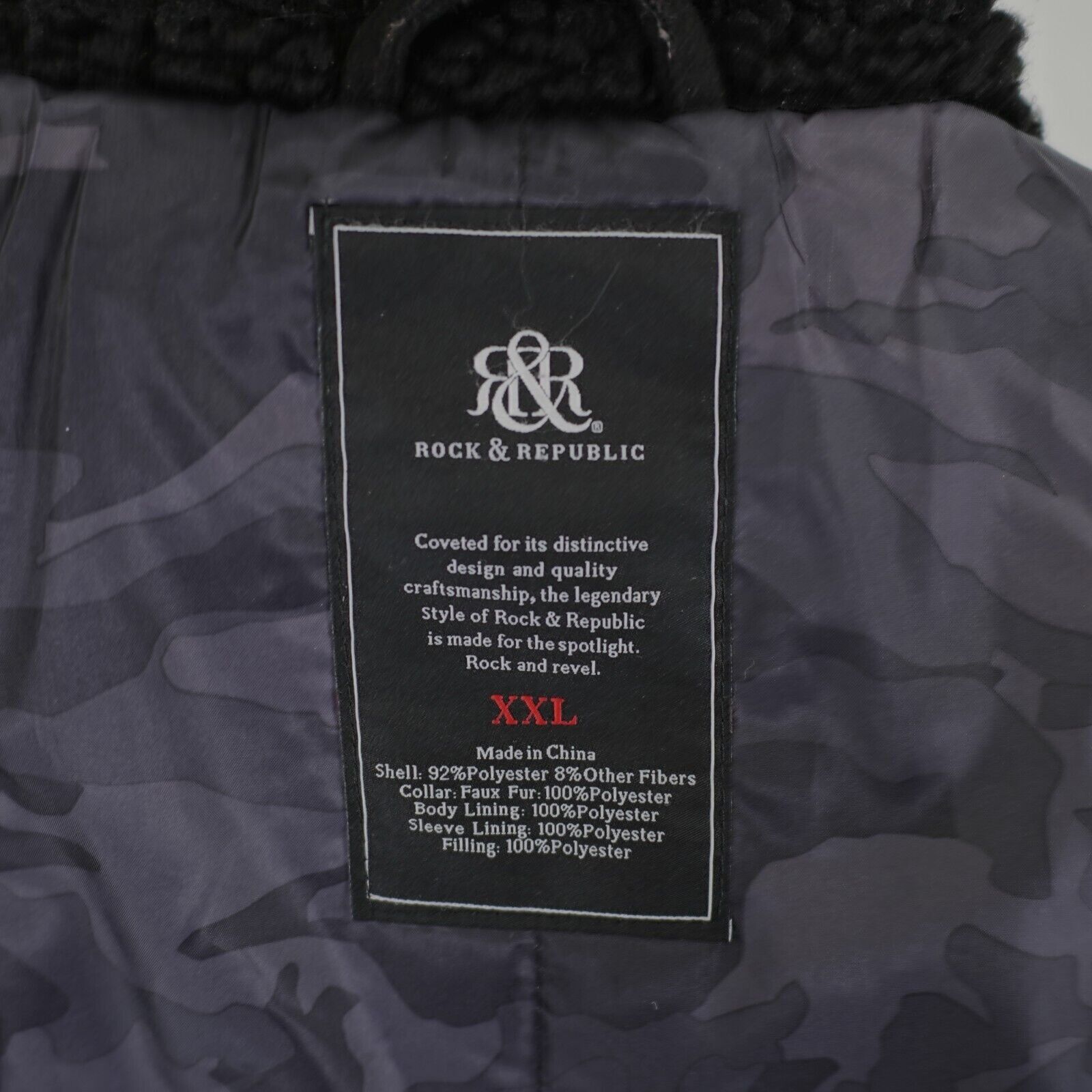 Rock & Republic Rock & Republic Black Sherpa Camo Lined Full Zip Sherpa Jack Size US XXL / EU 58 / 5 - 11 Thumbnail