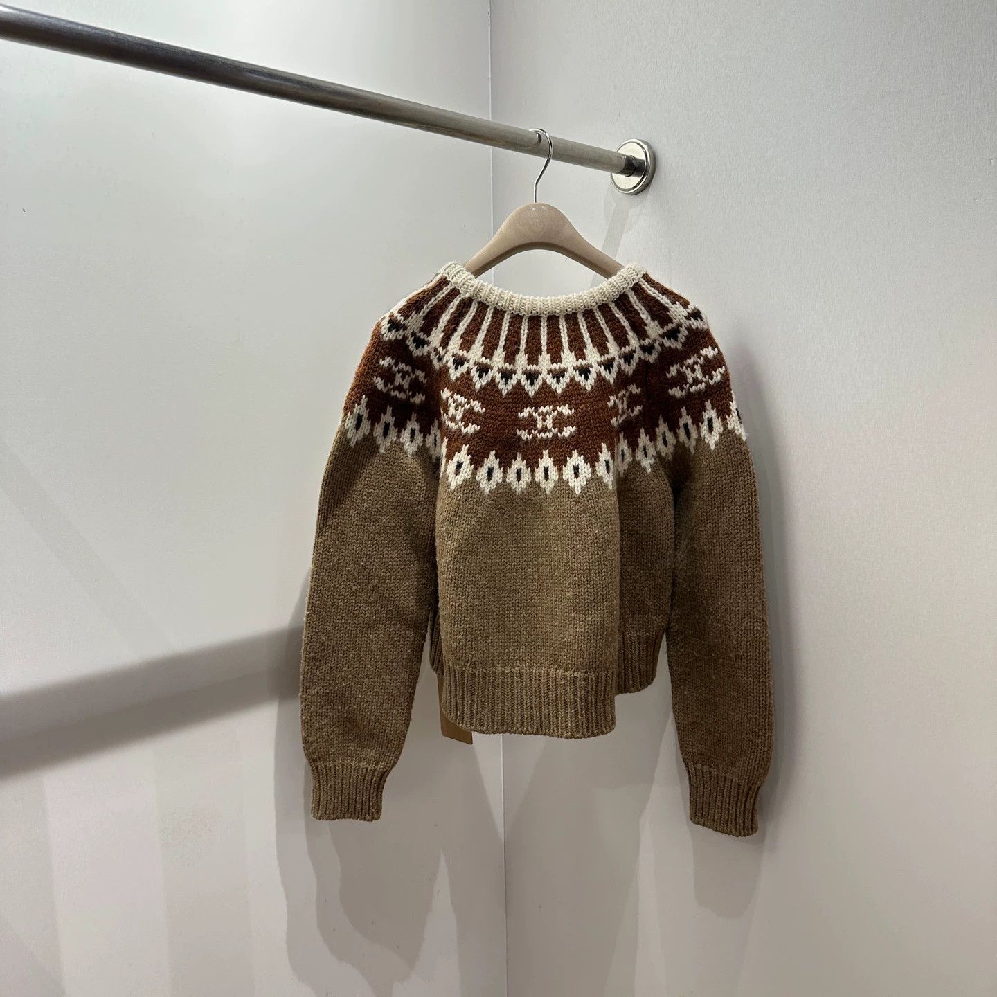 Celine Celine mar605 Fair Isle Triomphe Wool Sweater XS Size XS / US 0-2 / IT 36-38 - 2 Thumbnail