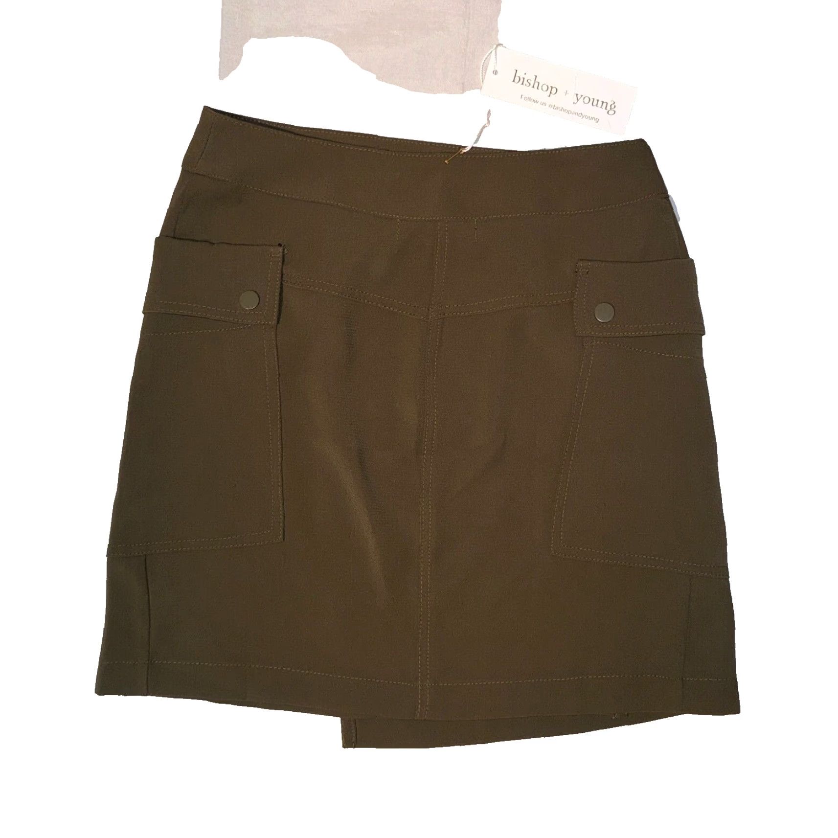 Vintage Bishop + Young Military Skirt Large Army Green Mini Short New with Pockets Denim Polyester Snap Size 36" / US 14 / IT 50 - 5 Thumbnail