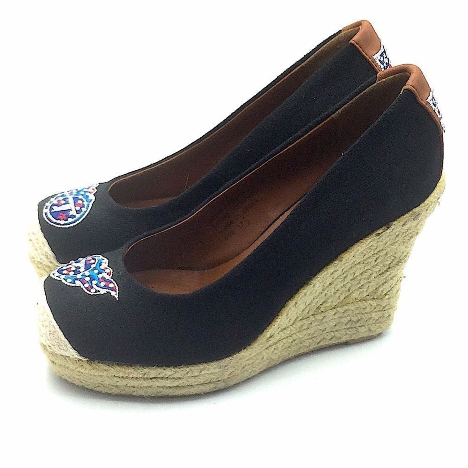 NFL NFL Titans Team Black & Brown Leather Wedges Size US 7 / IT 37 - 3 Thumbnail