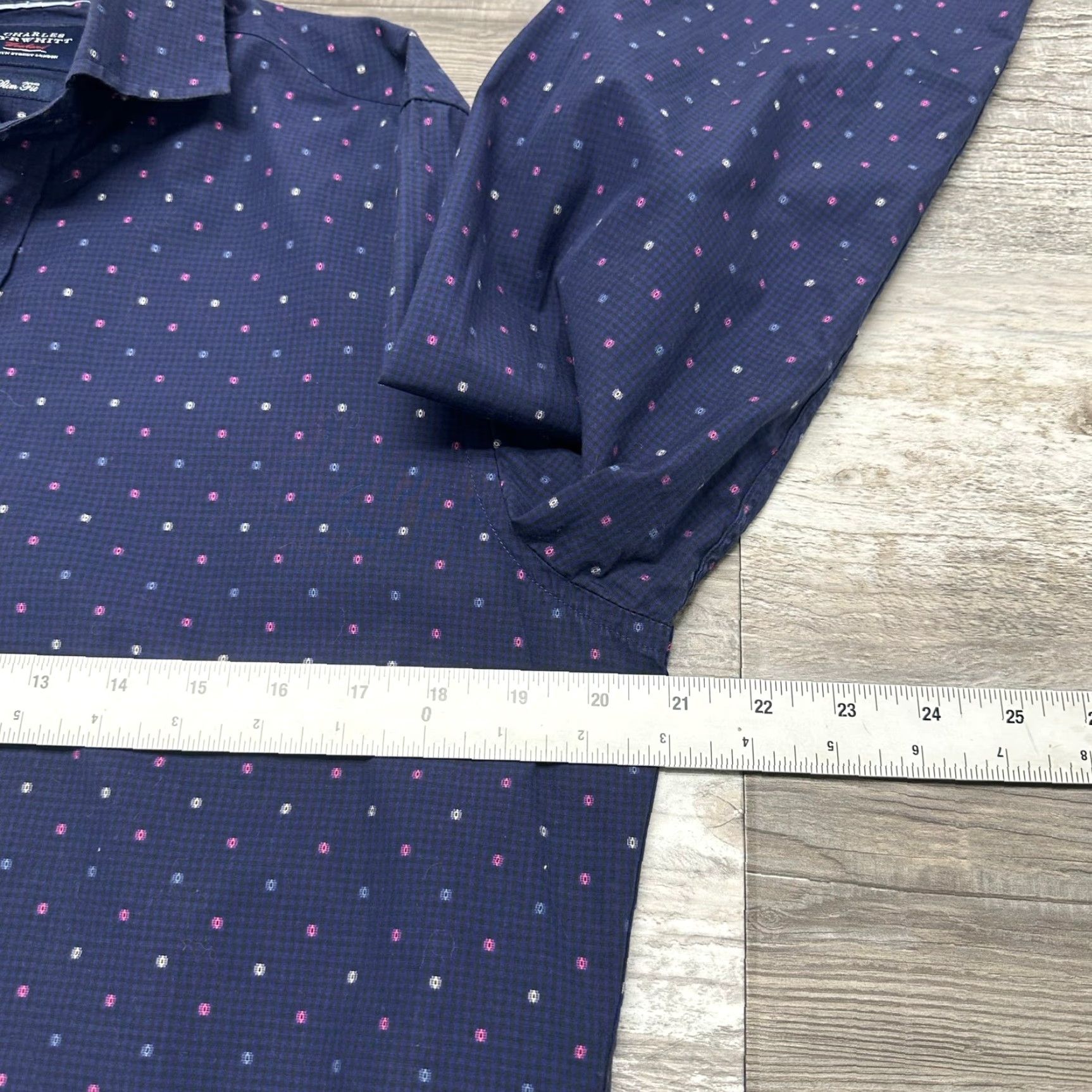 Charles Tyrwhitt Charles Tyrwhitt Weekend Navy Blue Mens M Slim Fit Long Sleeve Button Up Shirt Size US M / EU 48-50 / 2 - 7 Thumbnail