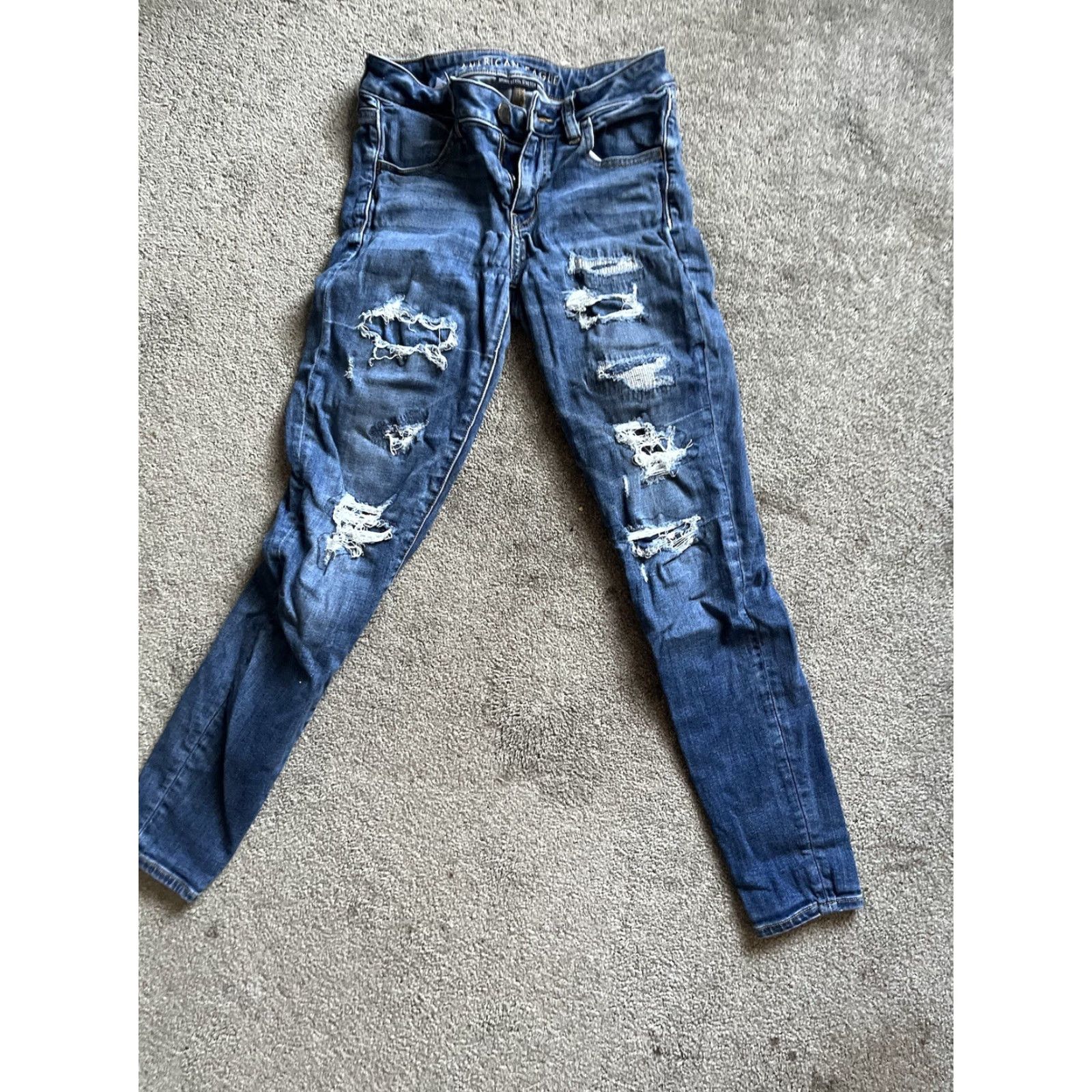 American Eagle Outfitters VINTAGE American Eagle Outfitters Blue Denim Jegging Pants Women's Size 4 Regular Stretch Distressed Size 27" / US 4 / IT 40 - 3 Thumbnail