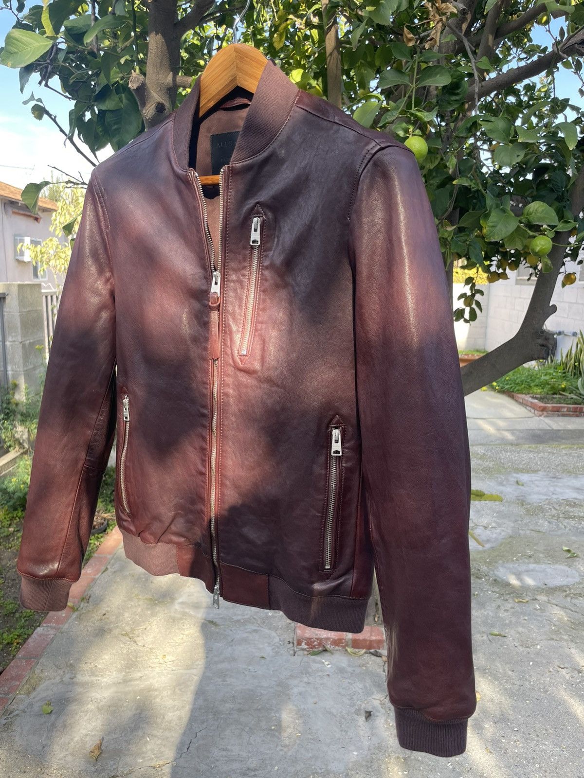 Allsaints Allsaints Mason Leather Bomber Jacket XS Oxblood Size US XS / EU 42 / 0 - 3 Thumbnail
