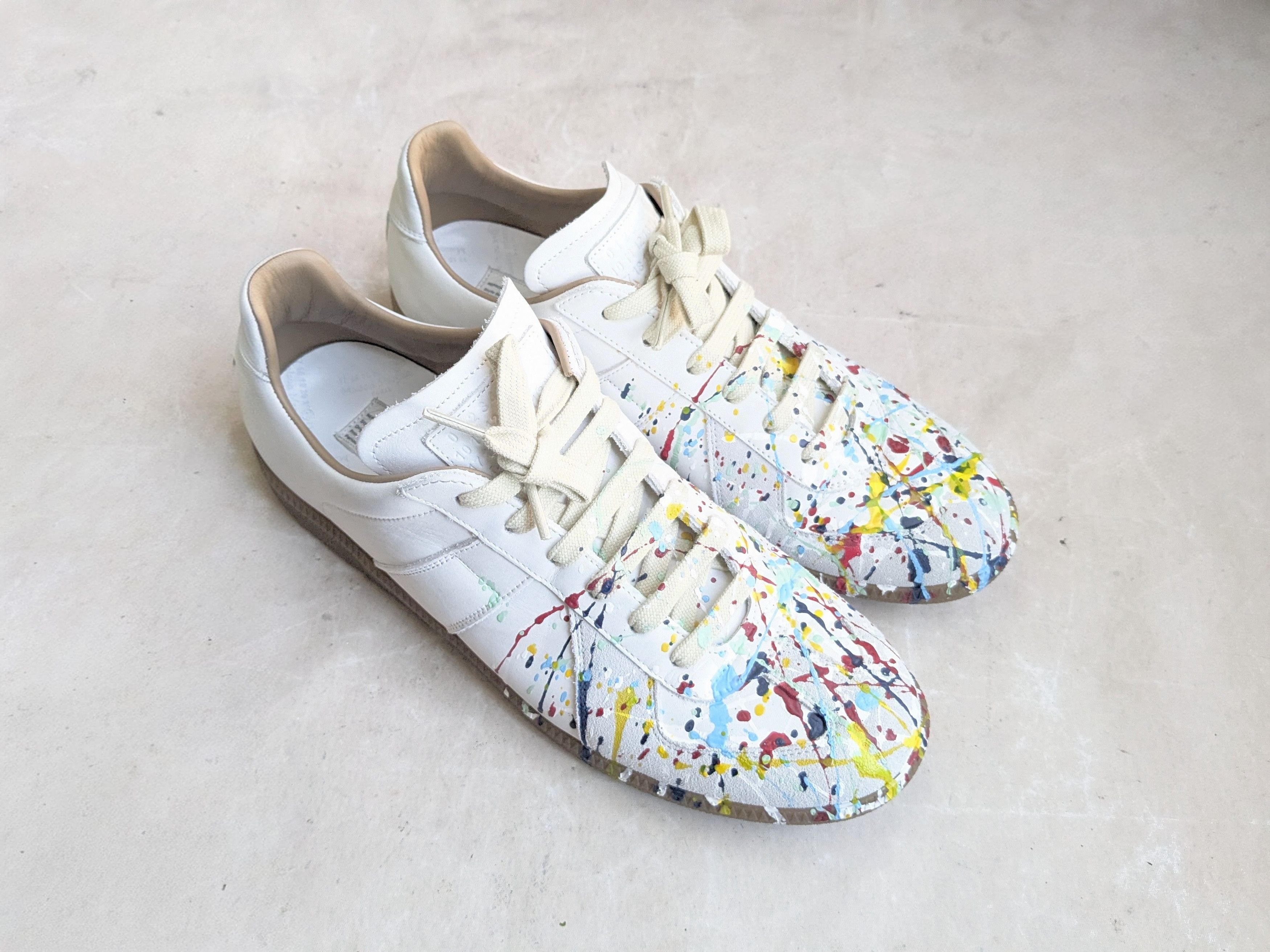 Maison Margiela Paint Splatter Replica GATs 10 43 White Low Tops Size US 10 / EU 43 - 2 Thumbnail
