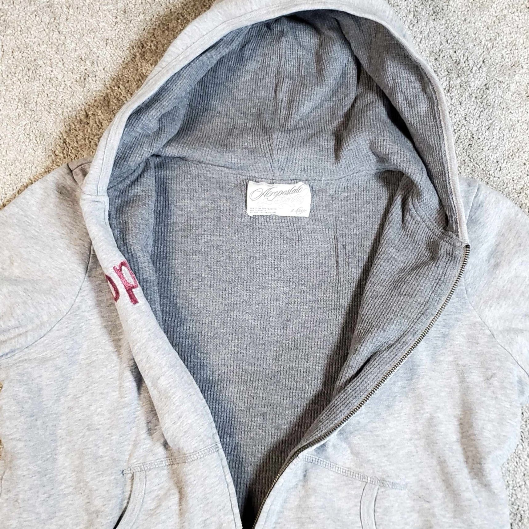 Vintage VINTAGE Aeropostale Full Zip Hoodie XL Unisex Adults Gray Grunge Y2K Size XL / US 12-14 / IT 48-50 - 4 Thumbnail
