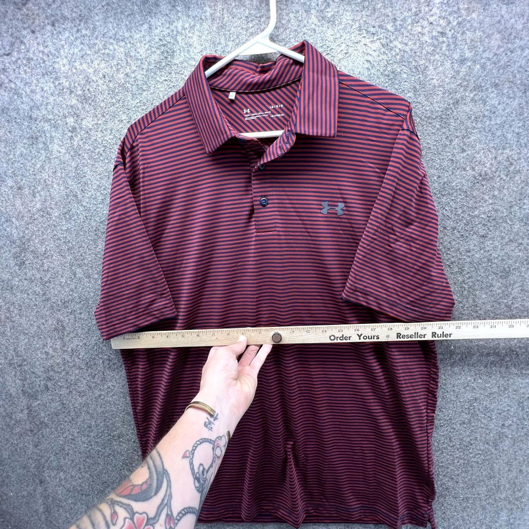 Under Armour Under Armour HeatGear Polo Shirt Mens Large Red Stripe Golf Performance Casual Shirt Size US L / EU 52-54 / 3 - 2 Thumbnail