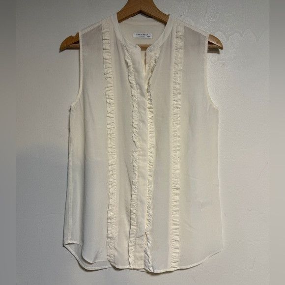 Equipment Equipment Femme Ivory Ruffle Trim Sleeveless Blouse XS Size XS / US 0-2 / IT 36-38 - 1 Thumbnail