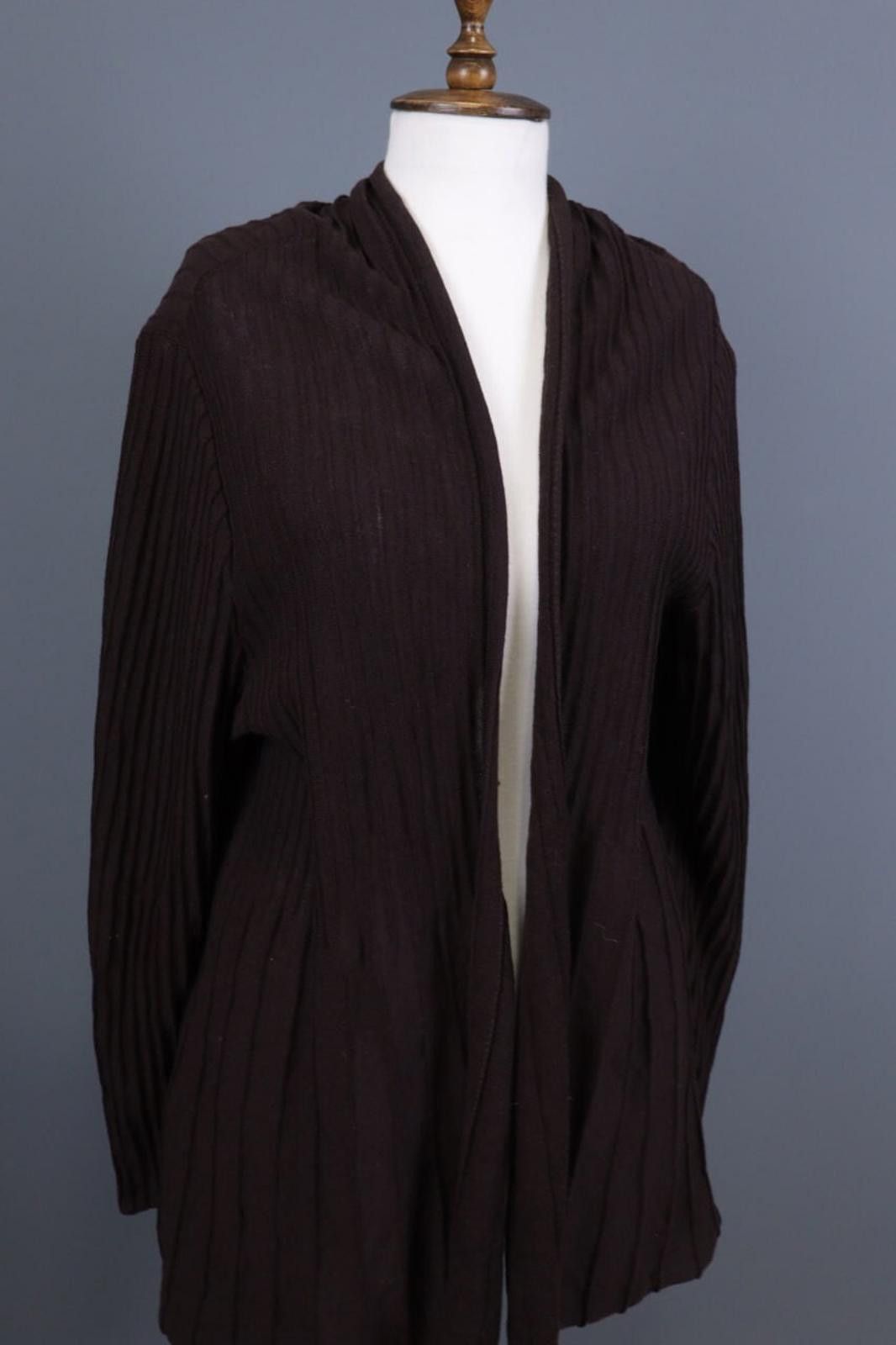 Eileen Fisher Eileen Fisher Brown Ribbed Wool Cardigan Sweater Size 1X Size XL / US 12-14 / IT 48-50 - 4 Thumbnail