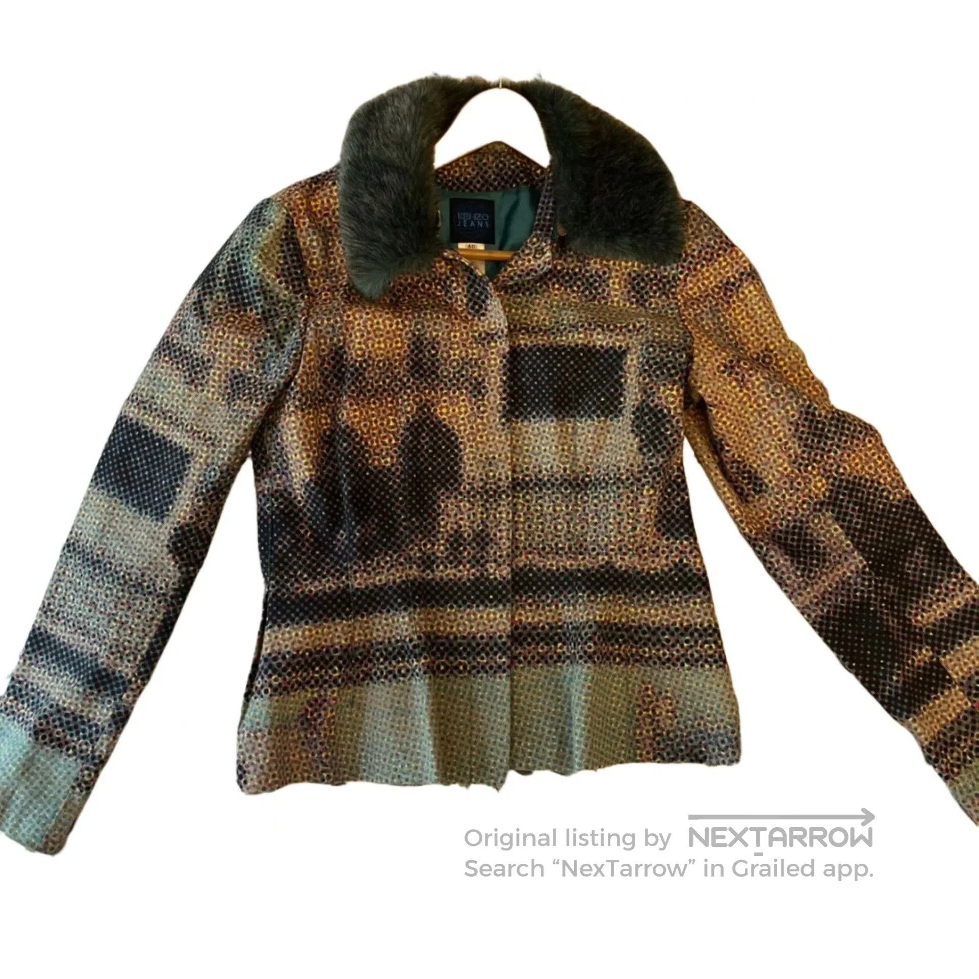 KENZO Pop Art Fur Collar Cardigan.