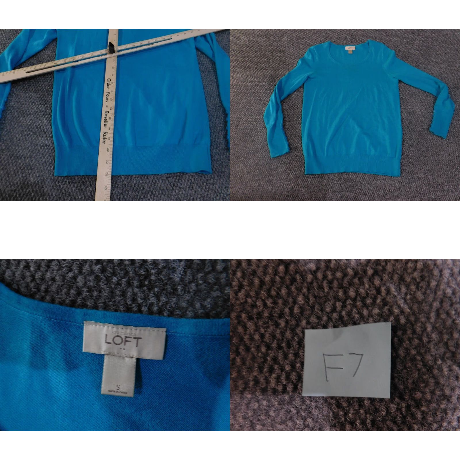 Loft LOFT Sweater Womens Small Blue Scoop Neck Pullover 100% Cotton Button Cuff Knit Size S / US 4 / IT 40 - 9 Thumbnail
