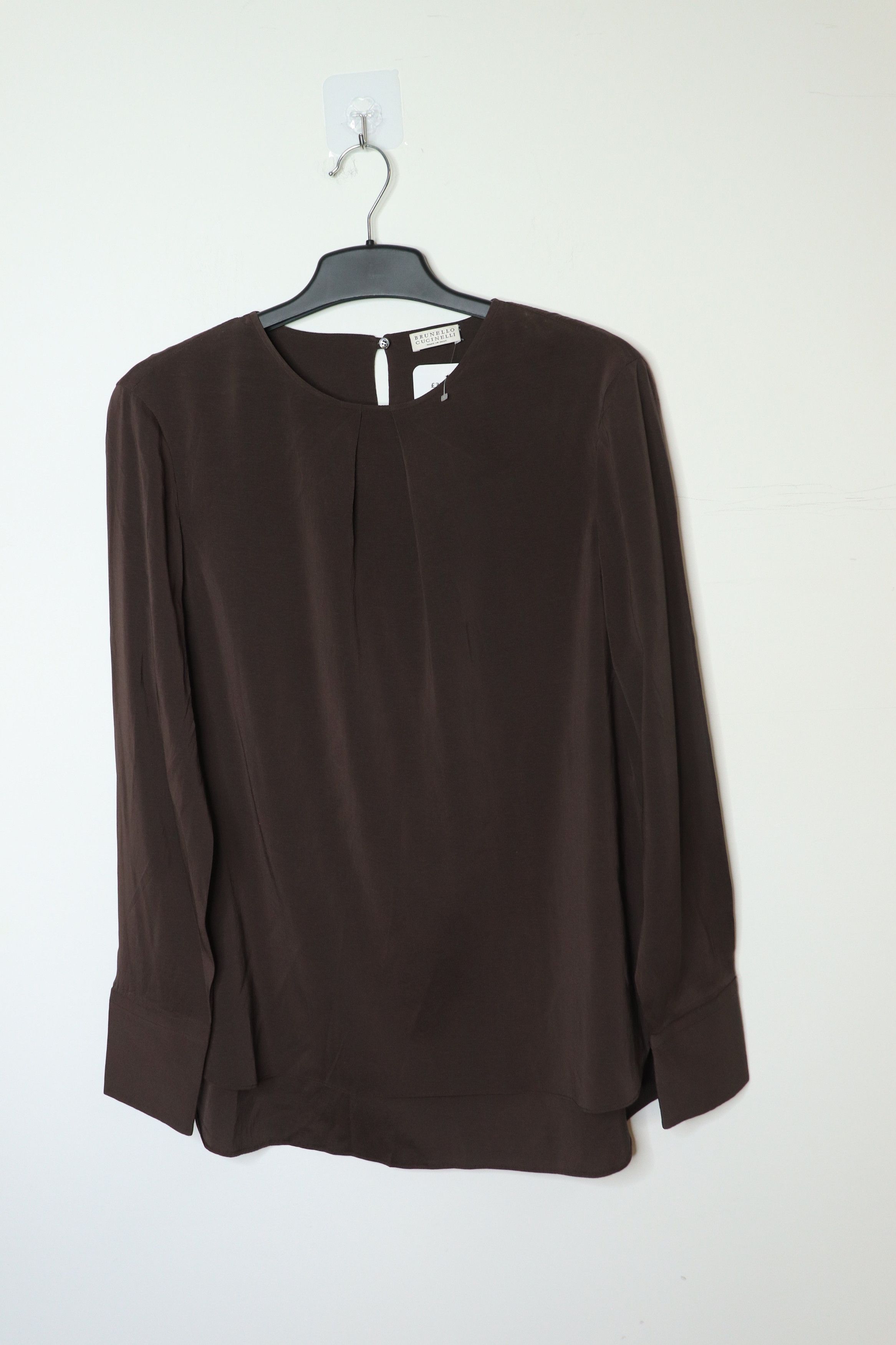 Brunello Cucinelli Dark brown silk blouse - M Size M / US 6-8 / IT 42-44 - 1 Thumbnail