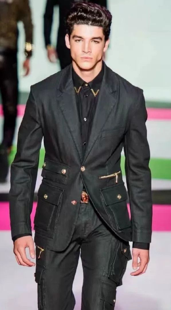 Versace Versace Gold Collar Tip Black Shirt Size US M / EU 48-50 / 2 - 1 Thumbnail