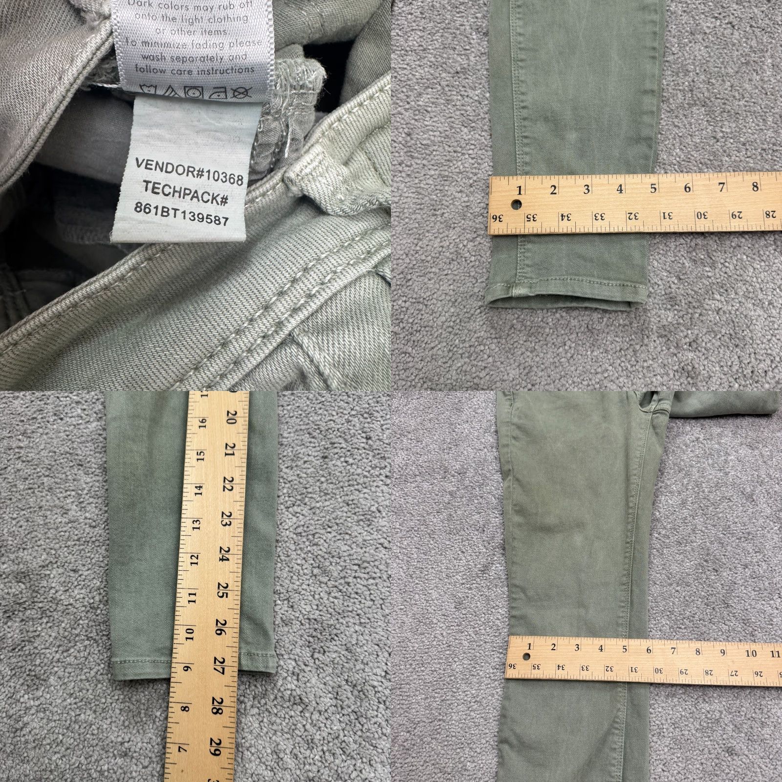 Vintage Bullhead Jeans High Rise Skinny Denim Green 26x27 Adult Regular 26 Green 5-Pocket Womens Size 25" / US 0 / IT 36 - 8 Thumbnail