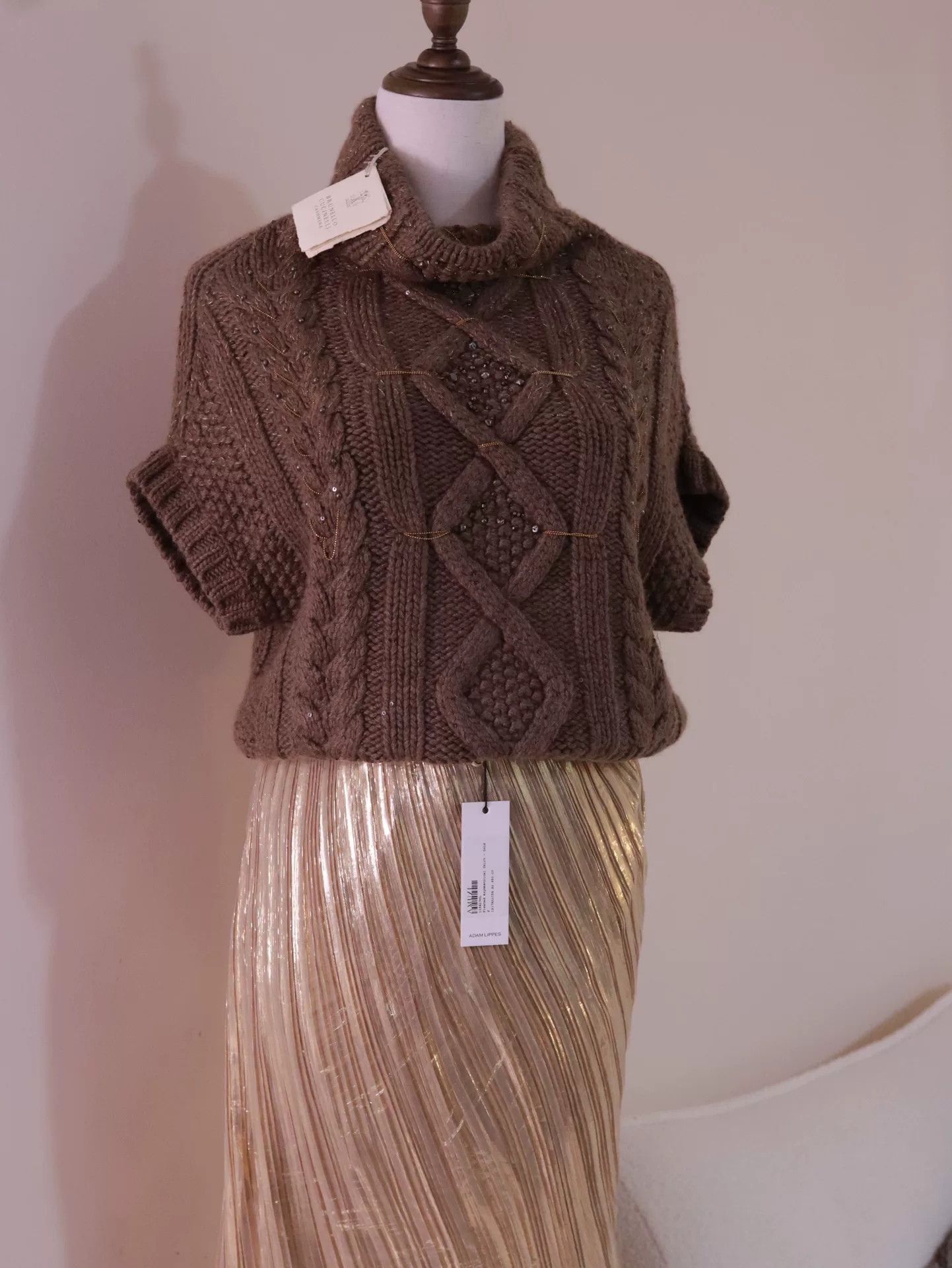 Brunello Cucinelli Brunello Cucinelli Cable-Knit Beaded Sweater Size S / US 4 / IT 40 - 1 Thumbnail