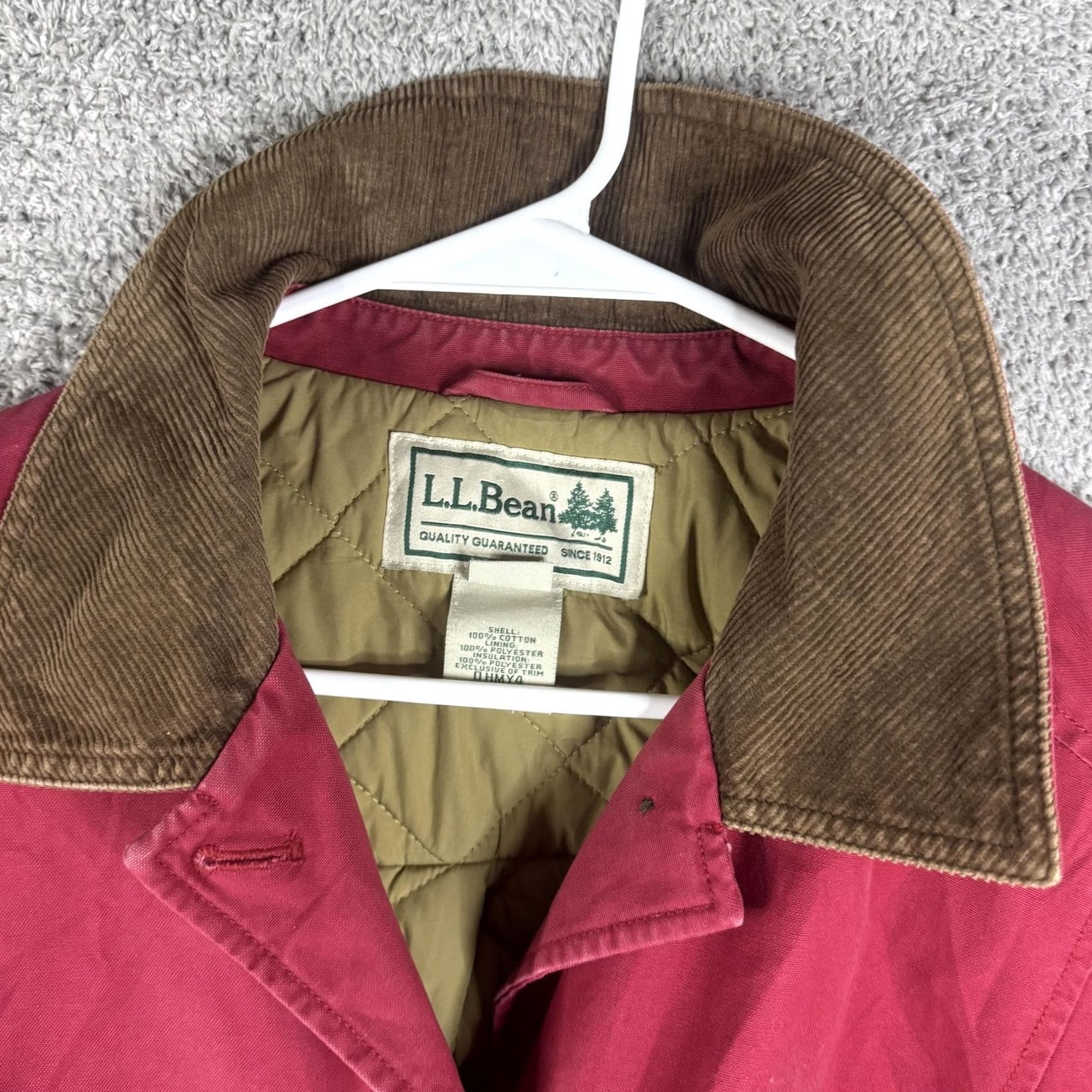 Vintage L.L. Bean Coat Womens 2X Red Corduroy Collar Quilted Lined Pockets Canvas Coat Size XXL / US 16-18 / IT 52-54 - 6 Thumbnail