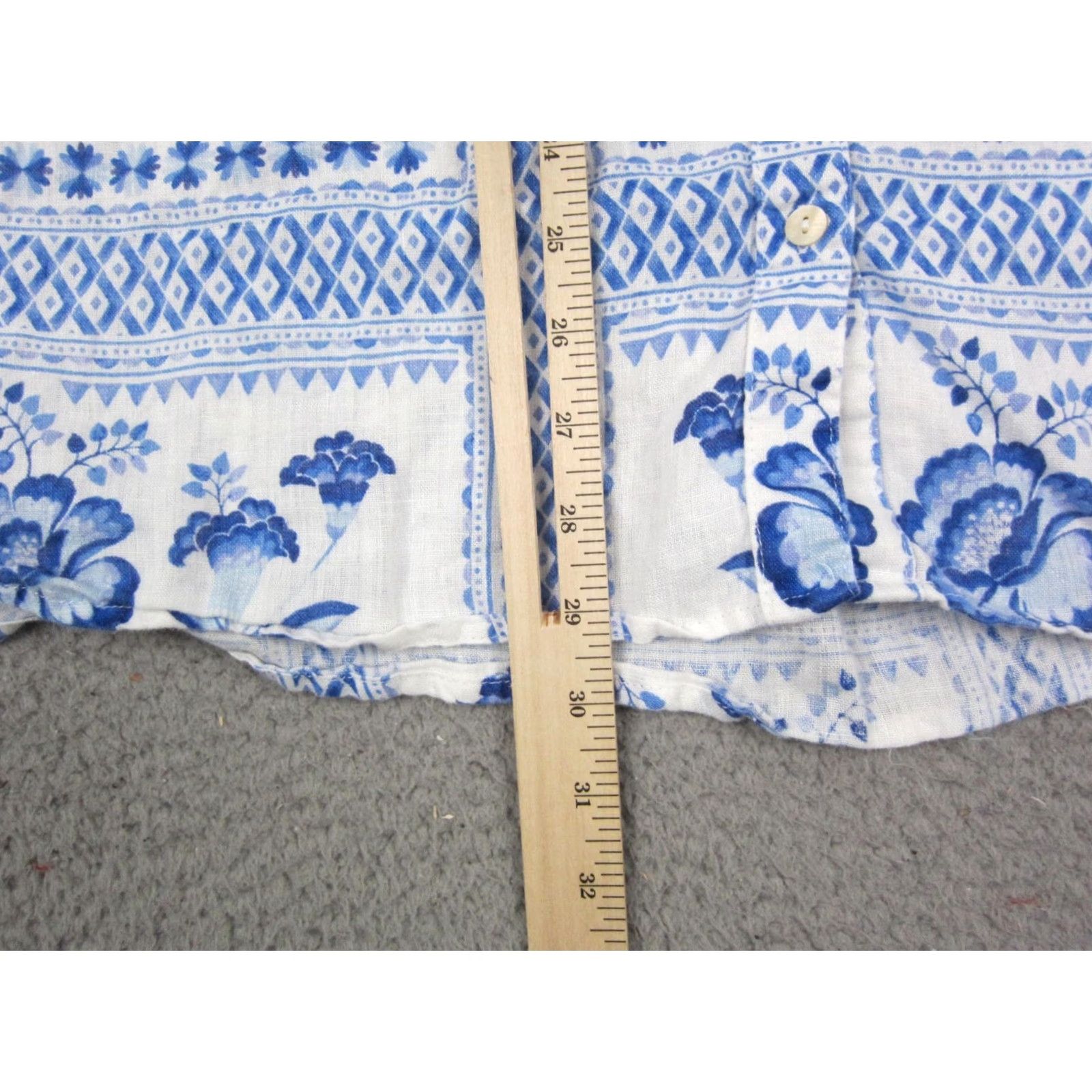 Halston Halston Shirt Womens 3X Blue White 100% Linen Floral Leisure Ladies Summer Size XXL / US 16-18 / IT 52-54 - 7 Thumbnail