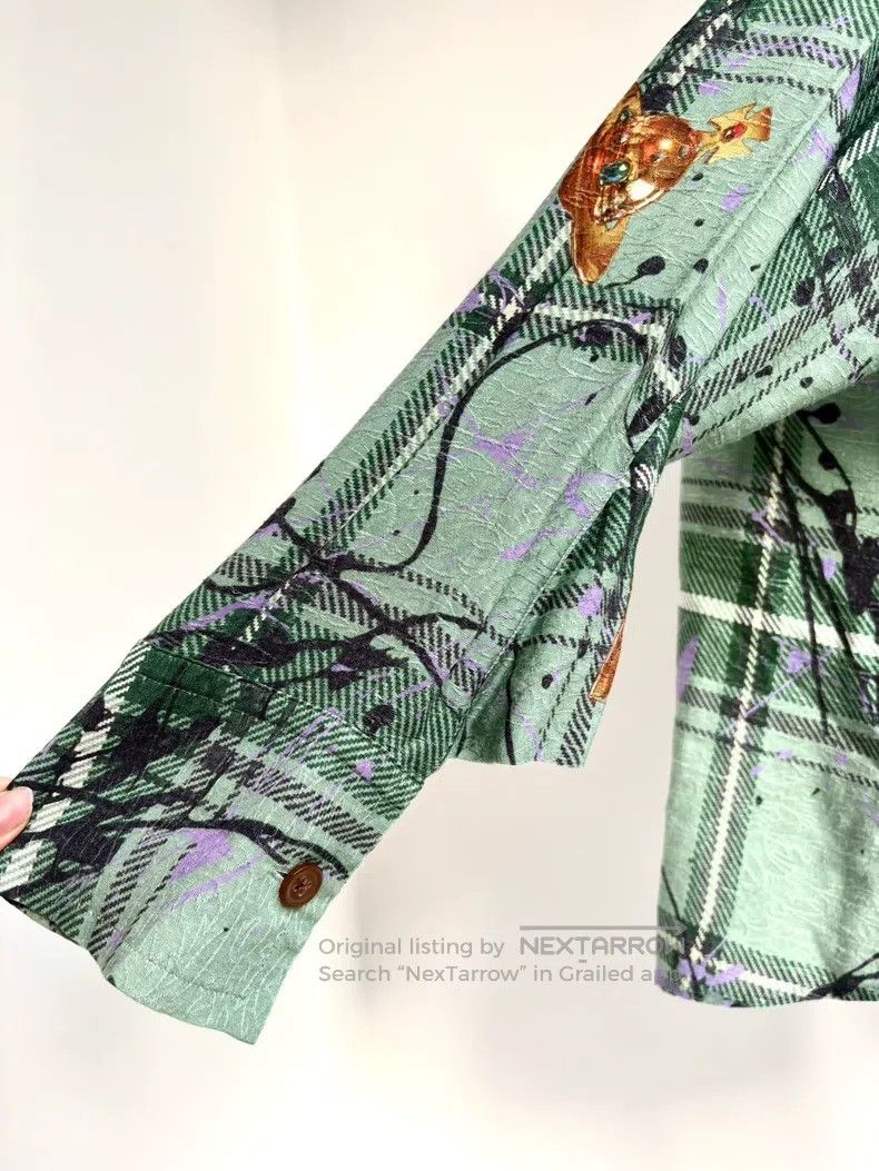 Vivienne Westwood Vivienne Westwood Green Plaid Splash Gold Saturn Shirt Size XS / US 0-2 / IT 36-38 - 4 Thumbnail