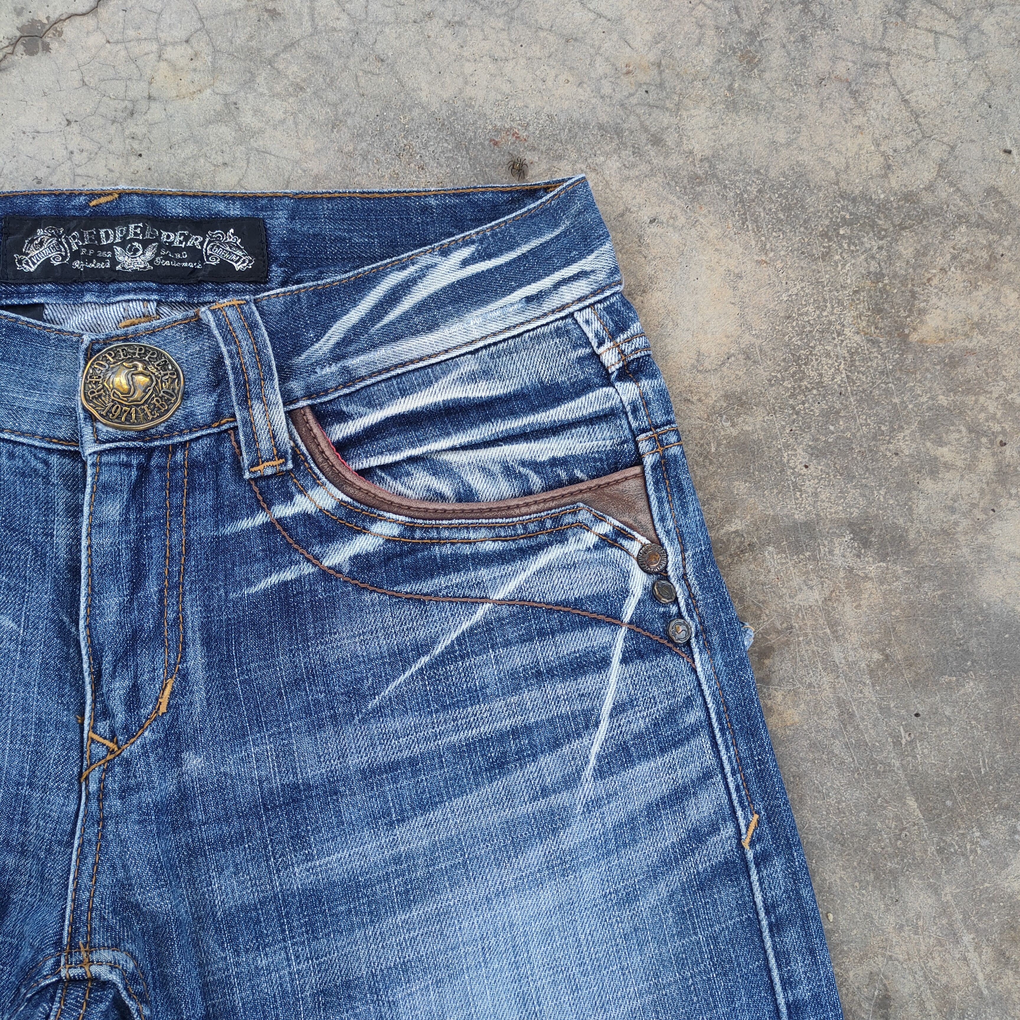 Japanese Brand W30×33 VINTAGE RED PEPPER FADED DISTRESSED JEAN DENIM PANTS Size US 30 / EU 46 - 7 Thumbnail