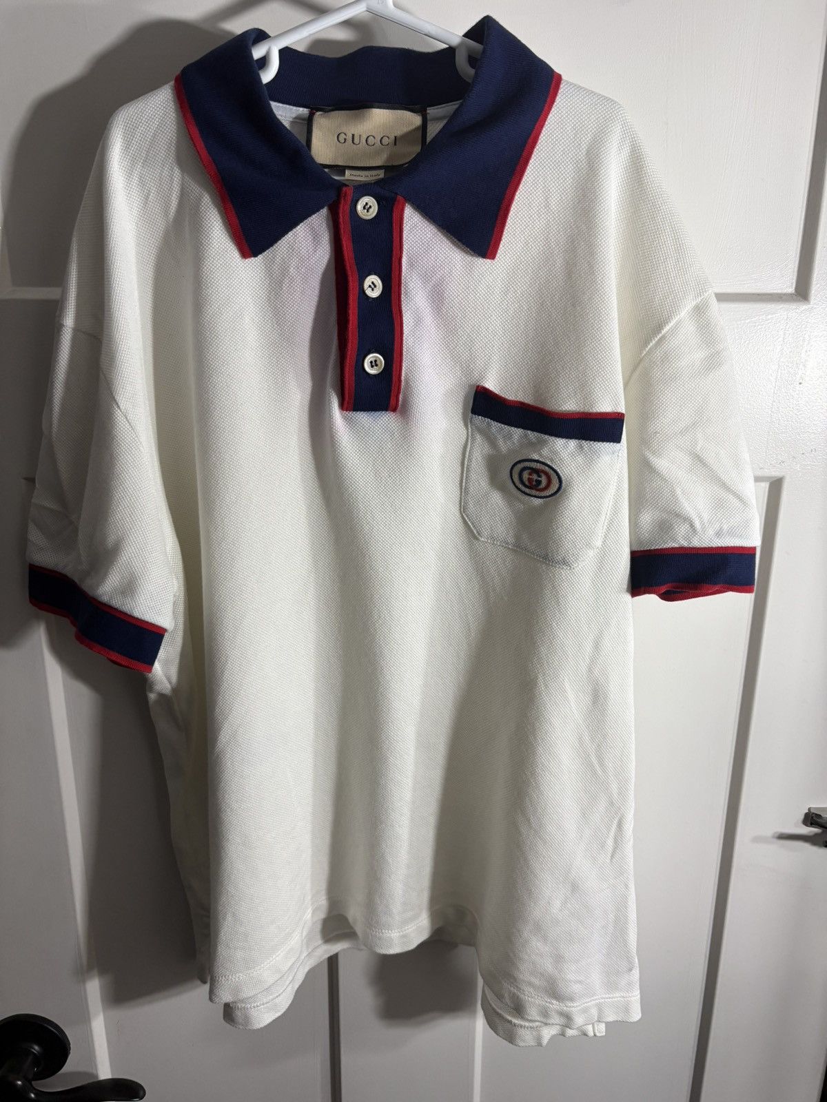 Gucci Gucci White GG Polo Retro Logo White Blue Red Size US S / EU 44-46 / 1 - 1 Thumbnail