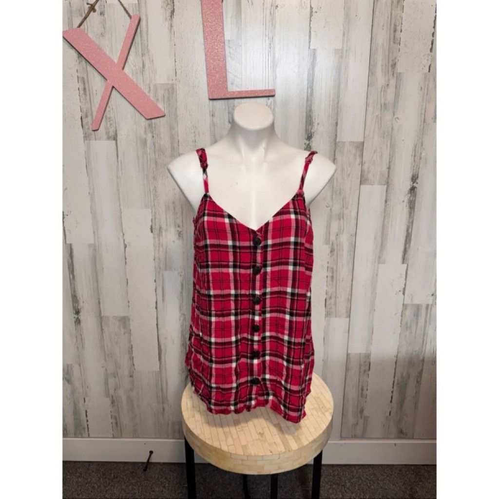 Other Torrid Red Plaid Button Front Cami Tank Top Size 1 Plus Size XL / US 12-14 / IT 48-50 - 2 Thumbnail