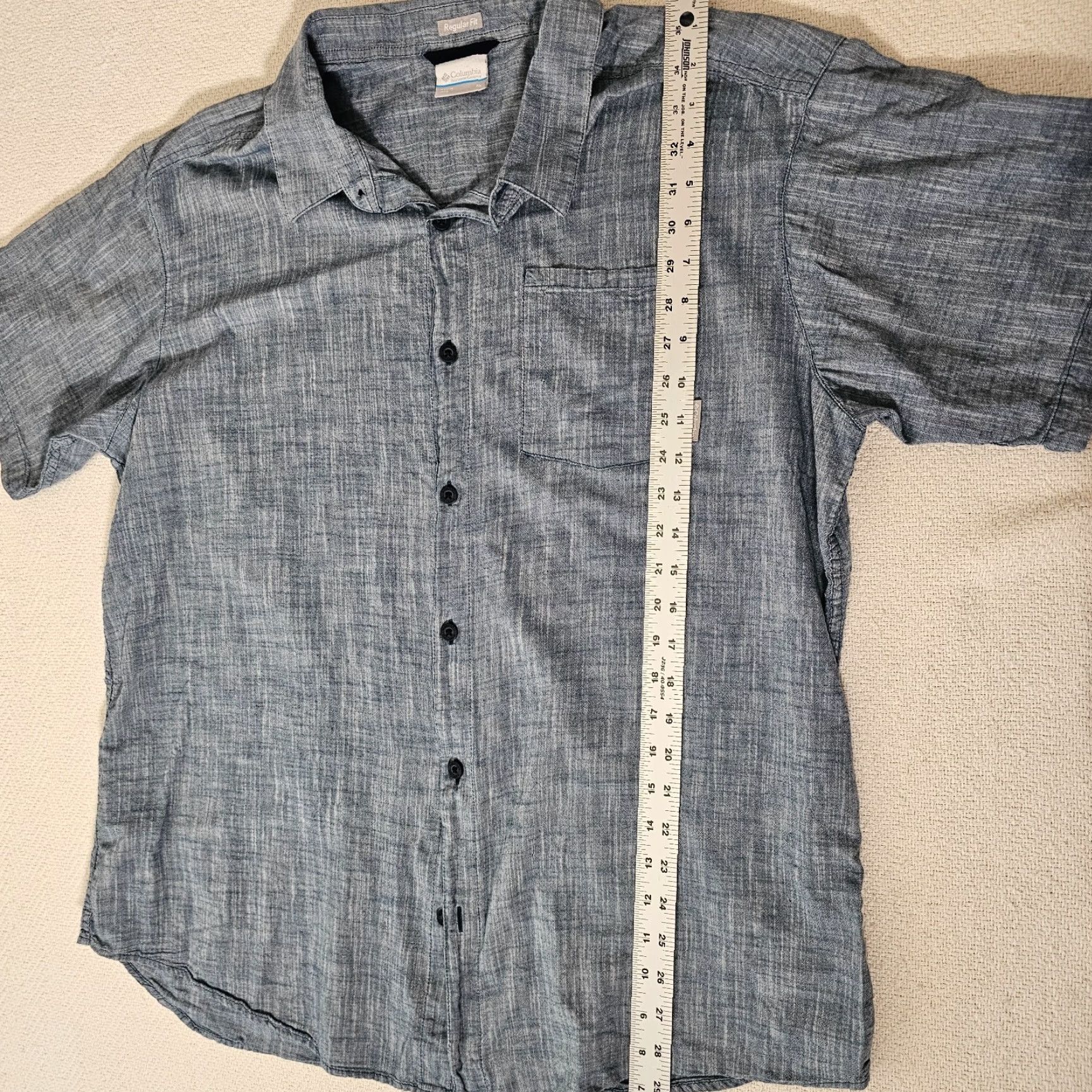 Vintage Columbia Shirt Men XL Button-Down Short Sleeve Heather Blue Outdoors Hiking Fish Casual Workwear Size US XL / EU 56 / 4 - 5 Thumbnail