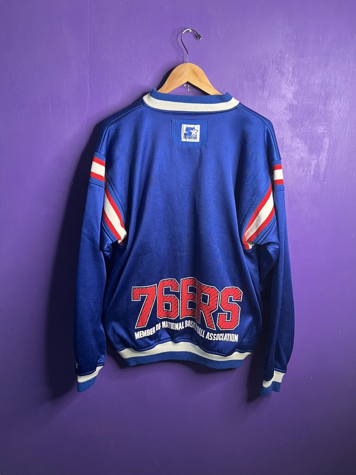 NBA × Starter × Vintage Vintage 80s Starter Philadelphia 76ers button crewneck Size US L / EU 52-54 / 3 - 2 Thumbnail