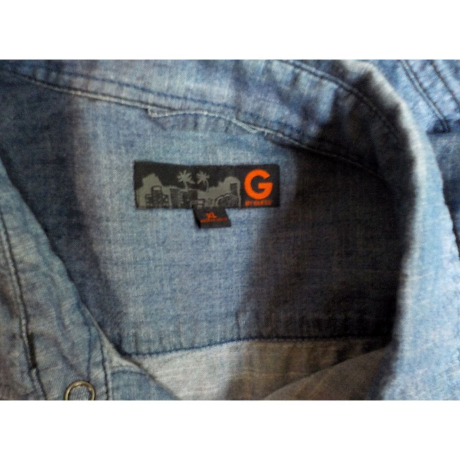 Guess G by GUESS LS Western Cut Snap Front Denim Shirt Blue Cotton XL Mens Shirt Size US XL / EU 56 / 4 - 4 Thumbnail