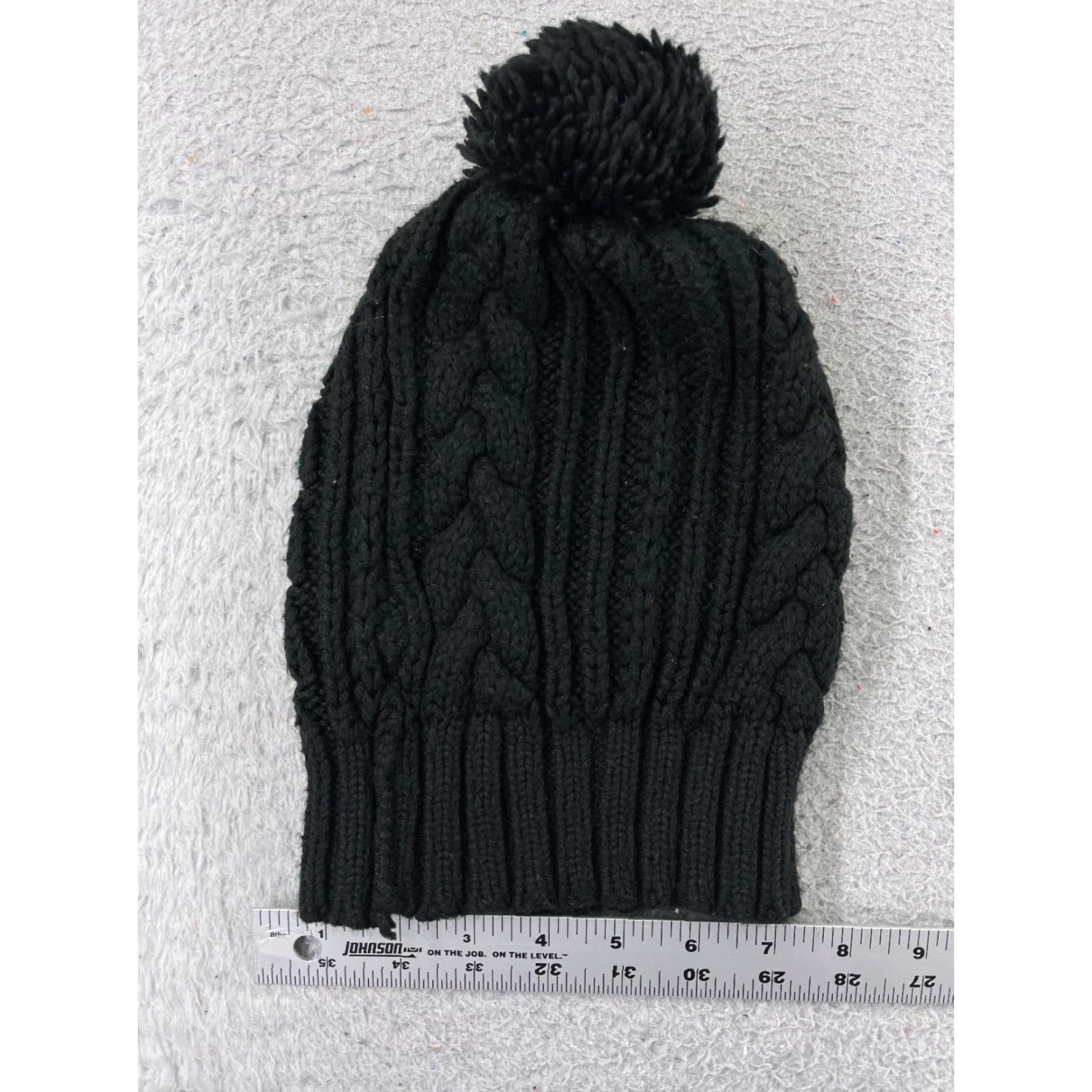 Merona Merona Beanie Womens One Size Black Cable Knit 100% Acrylic Snow Ski Pom Size ONE SIZE - 3 Thumbnail