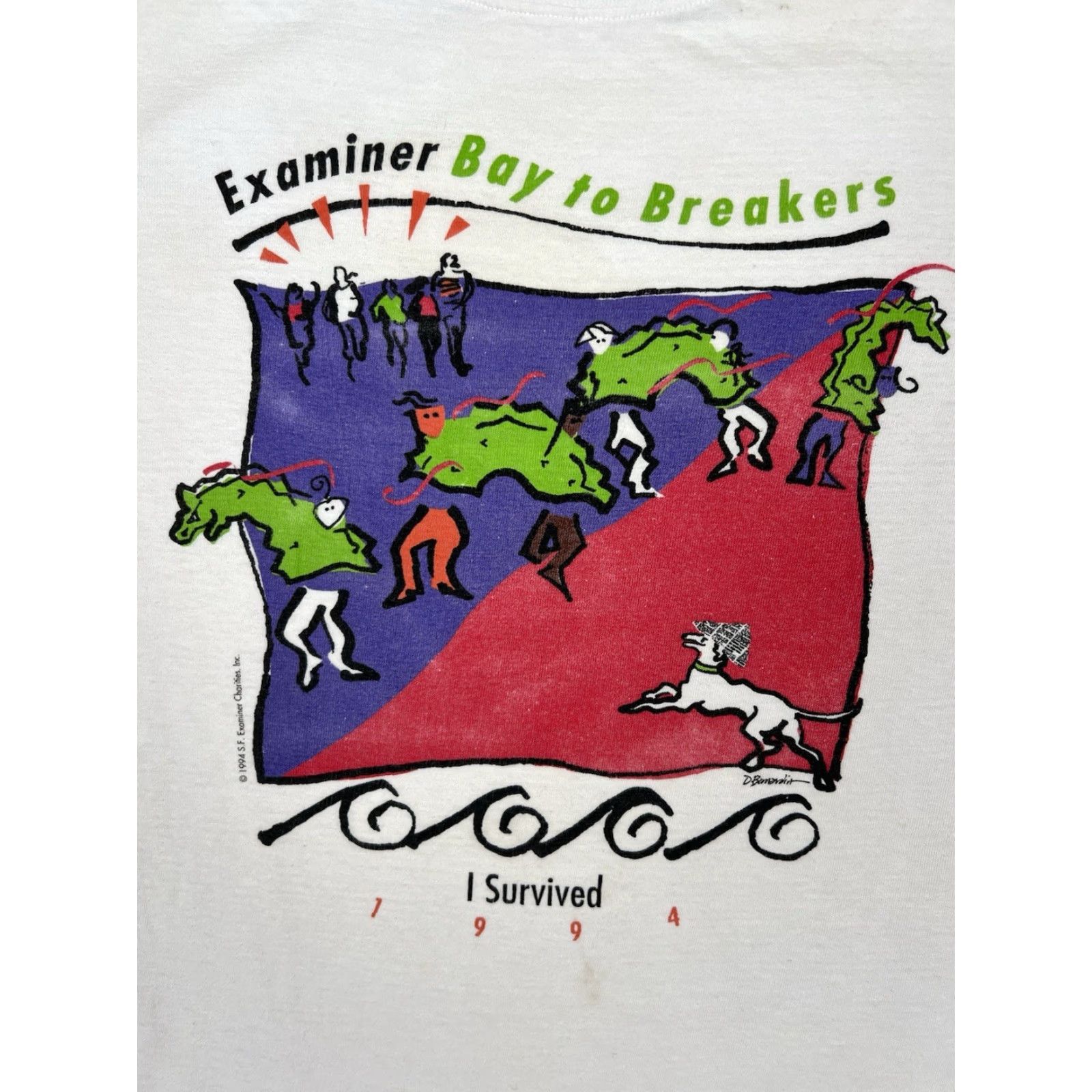 Vintage VINTAGE Examiner Bay To Breakers I Survived T-Shirt 90s 1994 L White Men Short Sleeve Round Neck Cotton USA 90s Mens Size US L / EU 52-54 / 3 - 2 Thumbnail