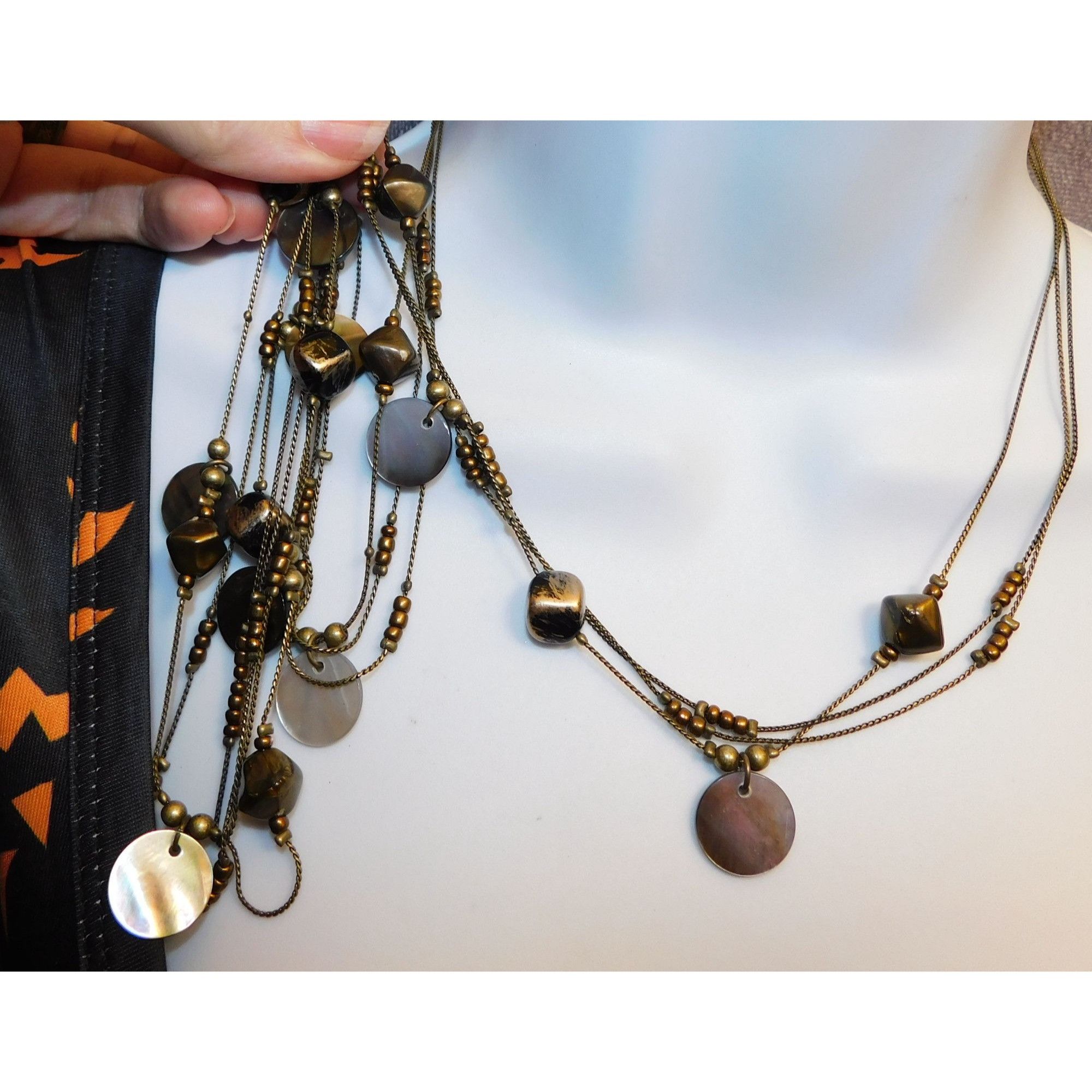 Other Multilayer Shell Disc Beaded Layered Station Necklace Size ONE SIZE - 5 Thumbnail