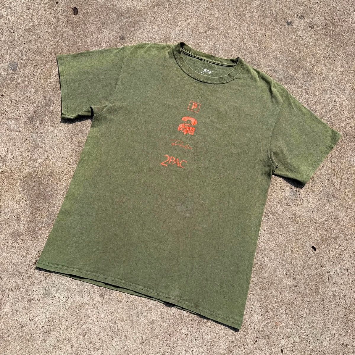 Vintage PRIMITIVE X TUPAC VOICE MILITARY GREEN 2PAC T-SHIRT Size US M / EU 48-50 / 2 - 6 Thumbnail