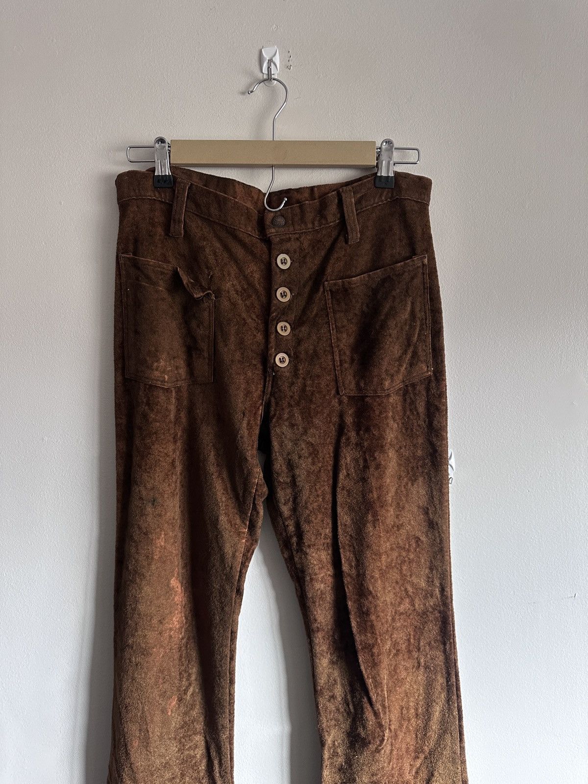 Vintage Vintage 70’s Hippie Flare Velvet Pants Size 30" / US 8 / IT 44 - 1 Thumbnail