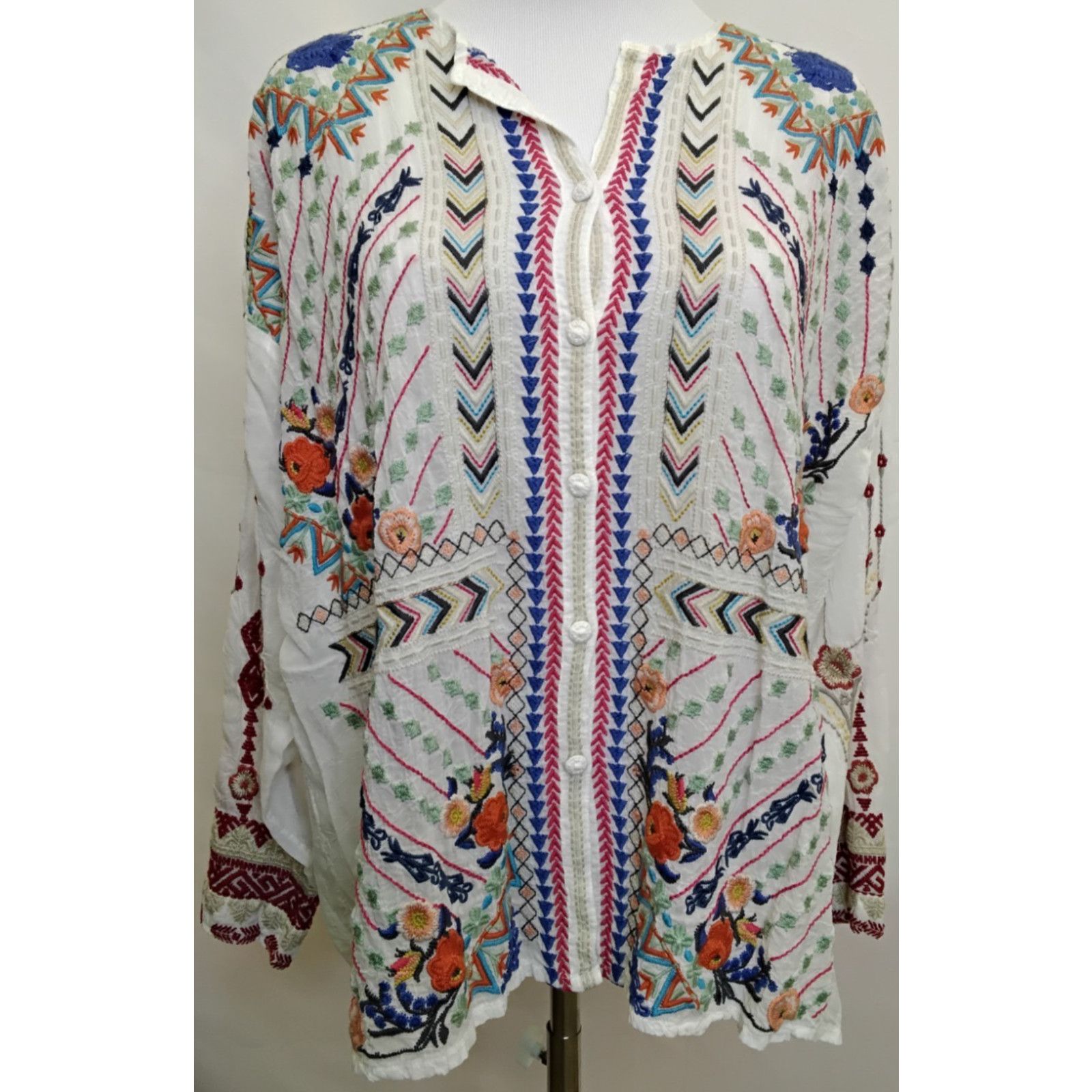 Johnny Was Johnny Was Embroidered Top Women's Small Boho Multicolor Size S / US 4 / IT 40 - 2 Thumbnail