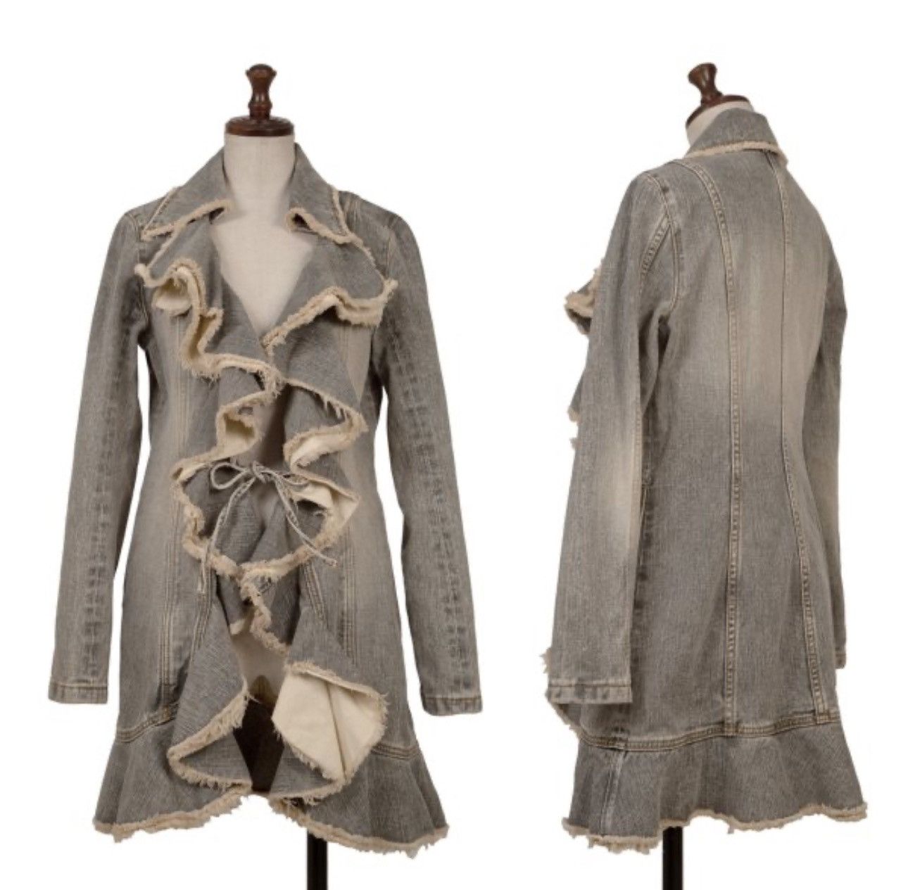 Japanese Brand Grace Continental frill denim jacket with raw-edge design Size M / US 6-8 / IT 42-44 - 2 Thumbnail