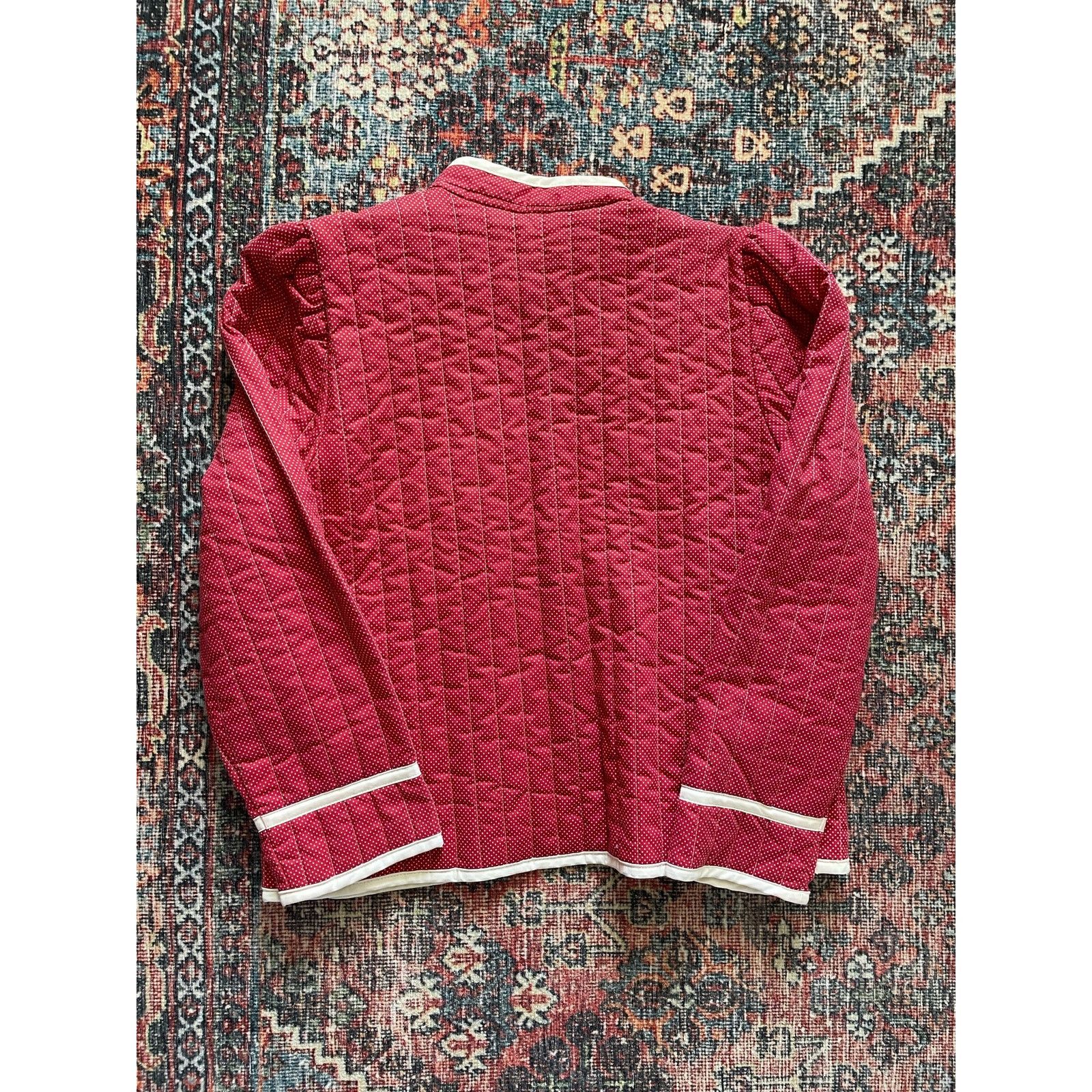 Vintage Vintage Montgomery Ward Open Front Qulited Jacket Red S Size S / US 4 / IT 40 - 2 Thumbnail