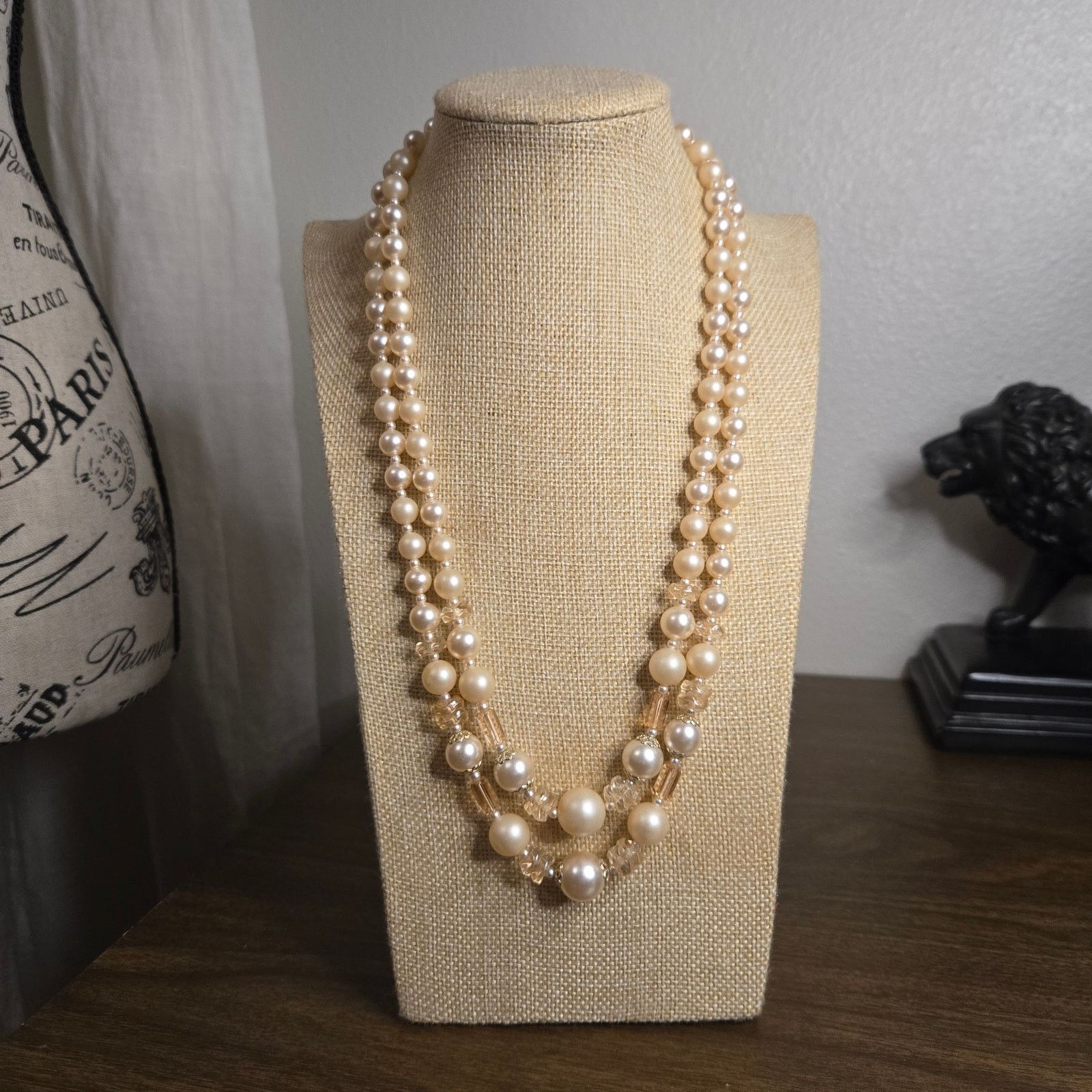 Vintage Vintage Japan Faux Pearl Necklace, Ornate Estate Glam Size ONE SIZE - 10 Thumbnail