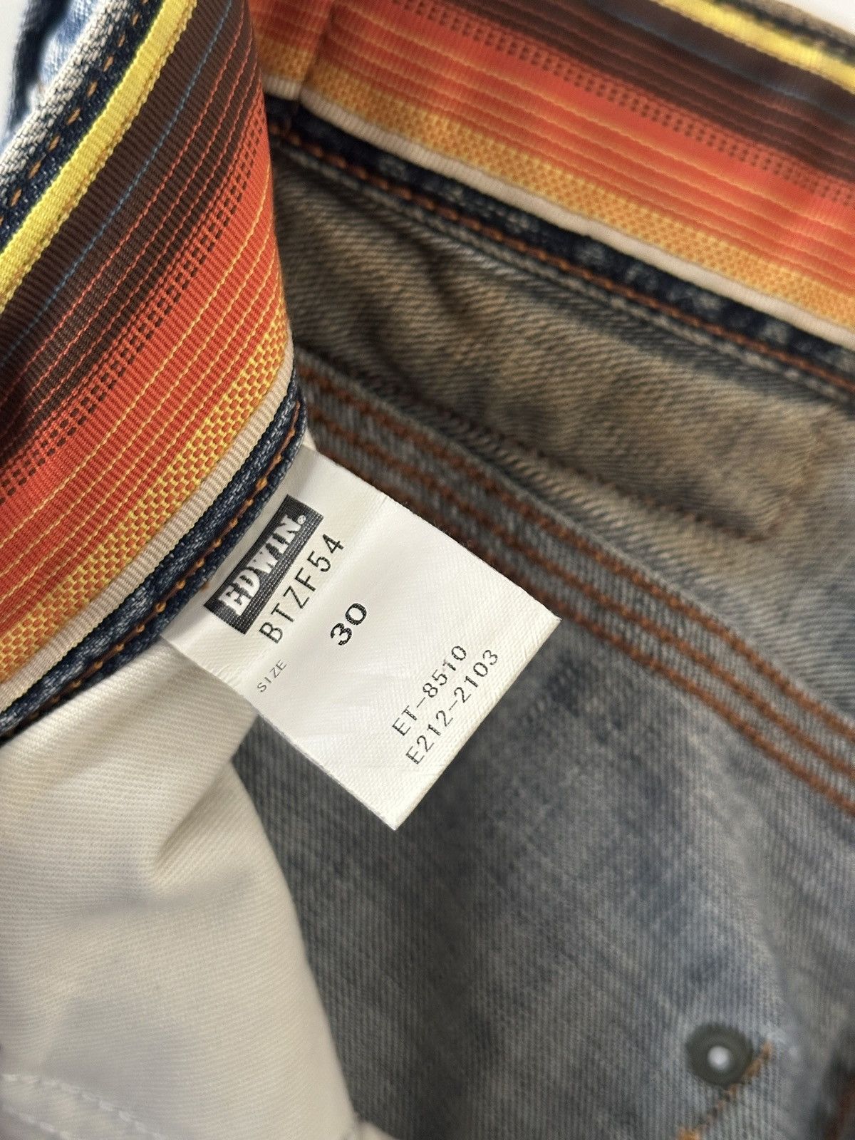 Edwin 2000s Vintage Edwin 503 Blue Trip Blue Faded Jeans Size US 30 / EU 46 - 10 Thumbnail