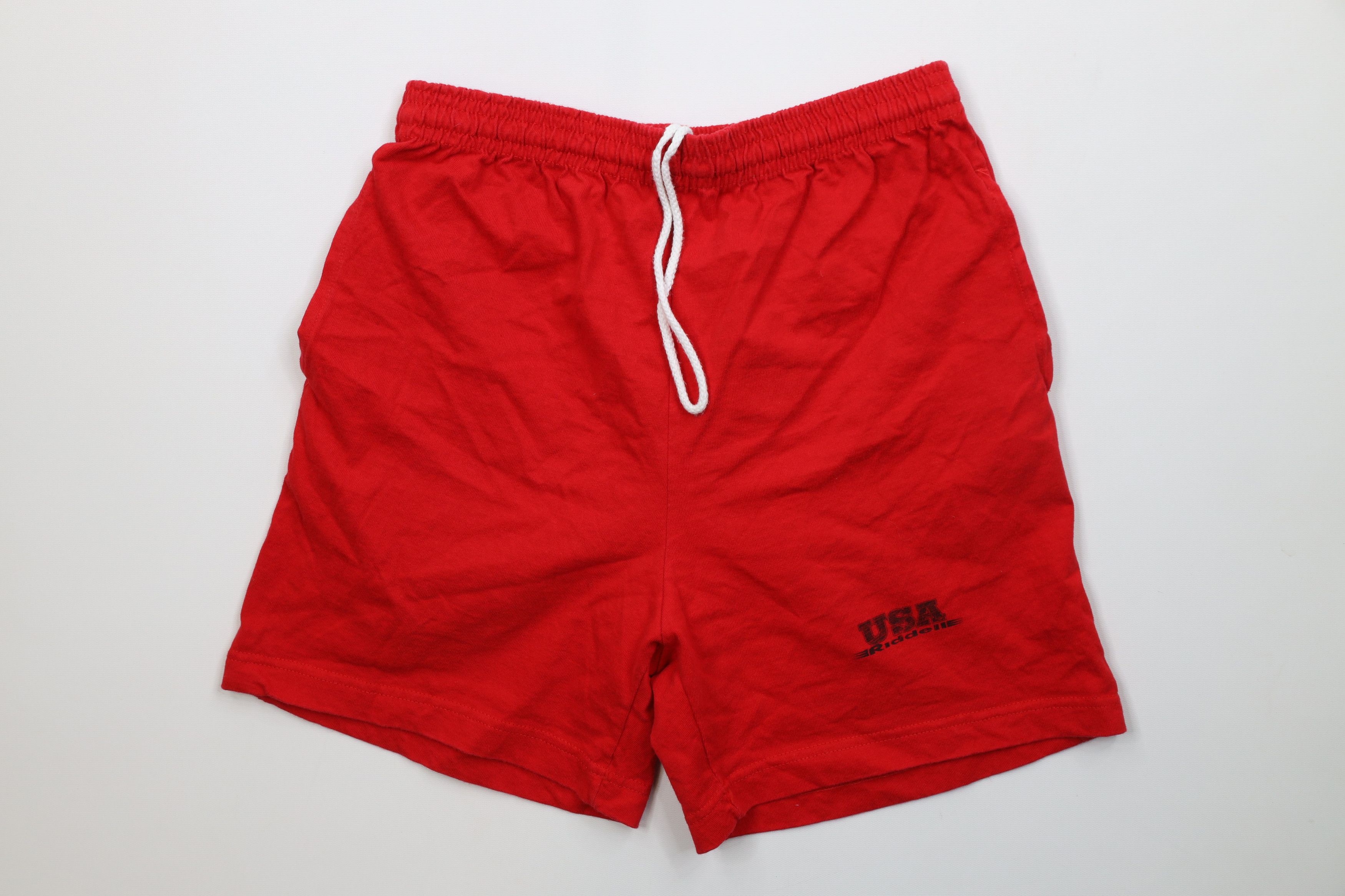 Riddell Vintage 90s Riddell Football Knee Shorts Red Cotton USA Size US 30 / EU 46 - 1 Thumbnail