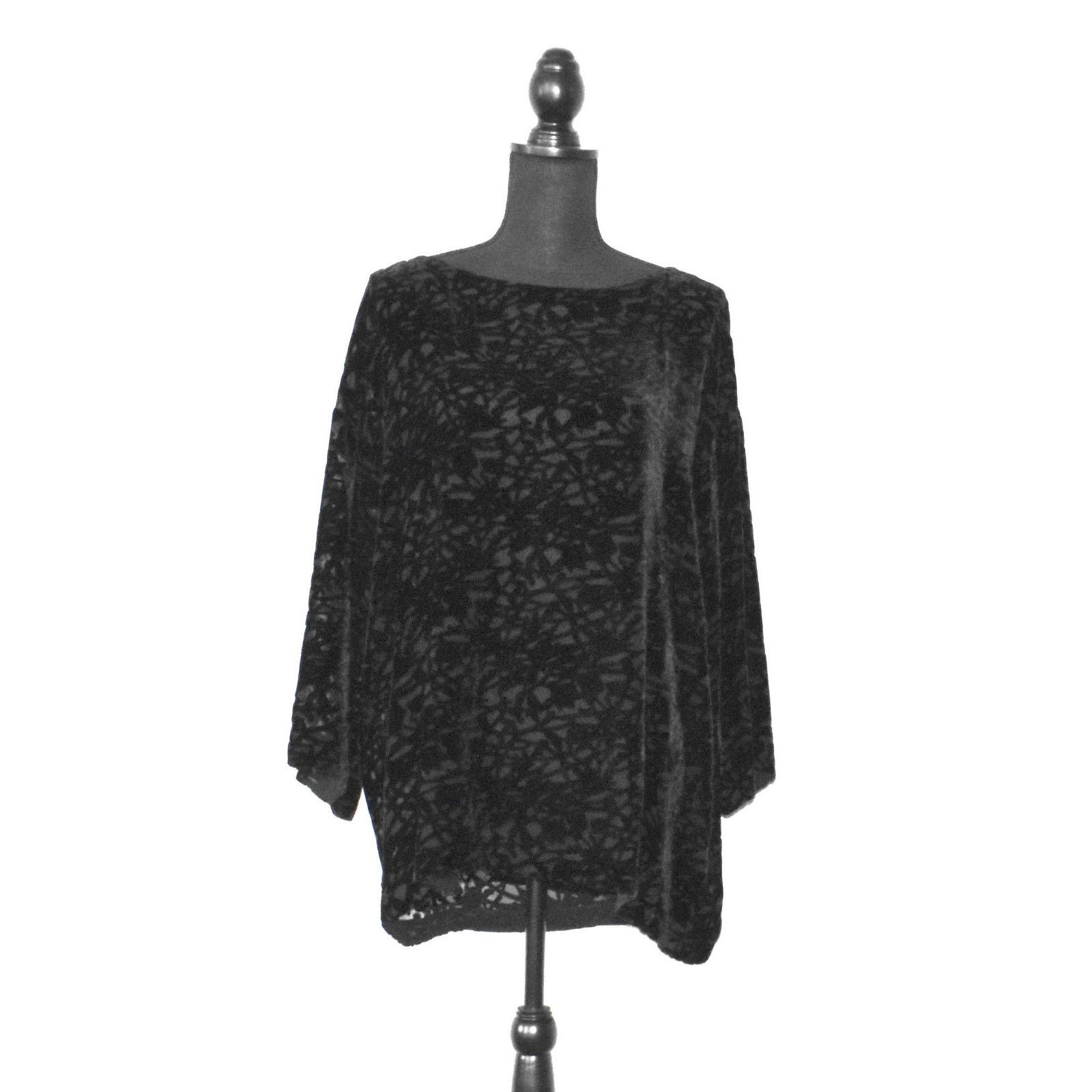 Eileen Fisher EILEEN FISHER Luxurious Vines Burnout Velvet Tunic Top Sz M Size M / US 6-8 / IT 42-44 - 2 Thumbnail