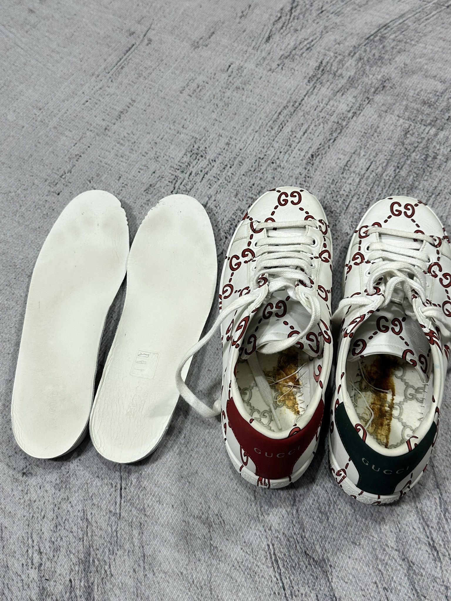 Gucci Gucci Ace Ghost Sneakers GG Monogram White Leather Logo Size US 7.5 / IT 37.5 - 9 Thumbnail