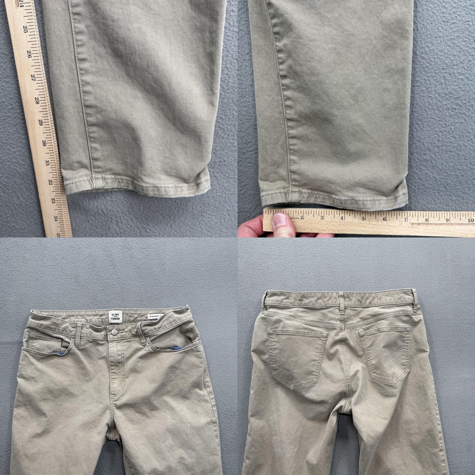 Flint And Tinder Flint and Tinder Pants Mens 33x34 Beige Straight Chino Stretch 5-Pocket Casual Adult Regular Fit Size US 33 - 8 Thumbnail