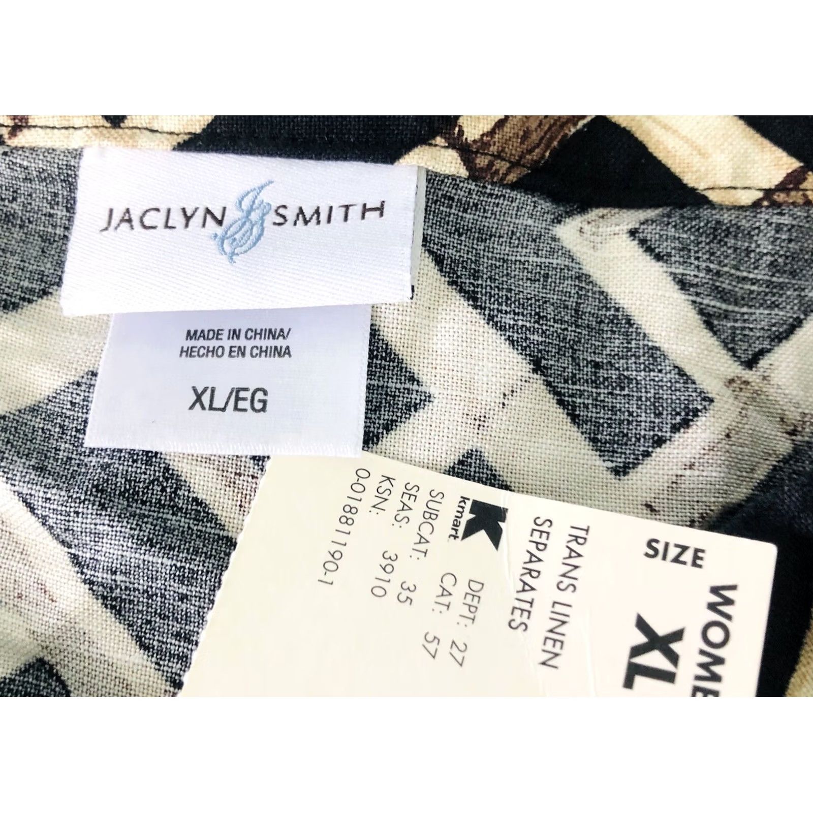 Vintage VINTAGE Jaclyn Smith Skirt Women Geometric Linen Knee Length XL Blk/Tan 90s Retro Grunge Shirt? Size 40" / US 18 - 3 Thumbnail
