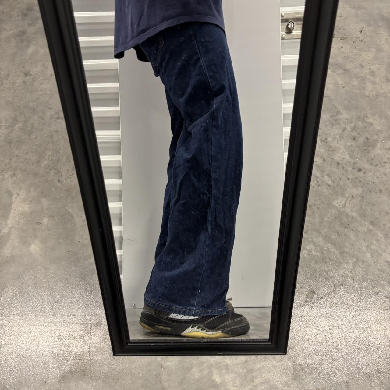 Japanese Brand × Vintage Crazy Vintage Y2K/2000s Dark Blue Wash Wide Leg Denim Jeans! Size US 26 / EU 42 - 1 Thumbnail