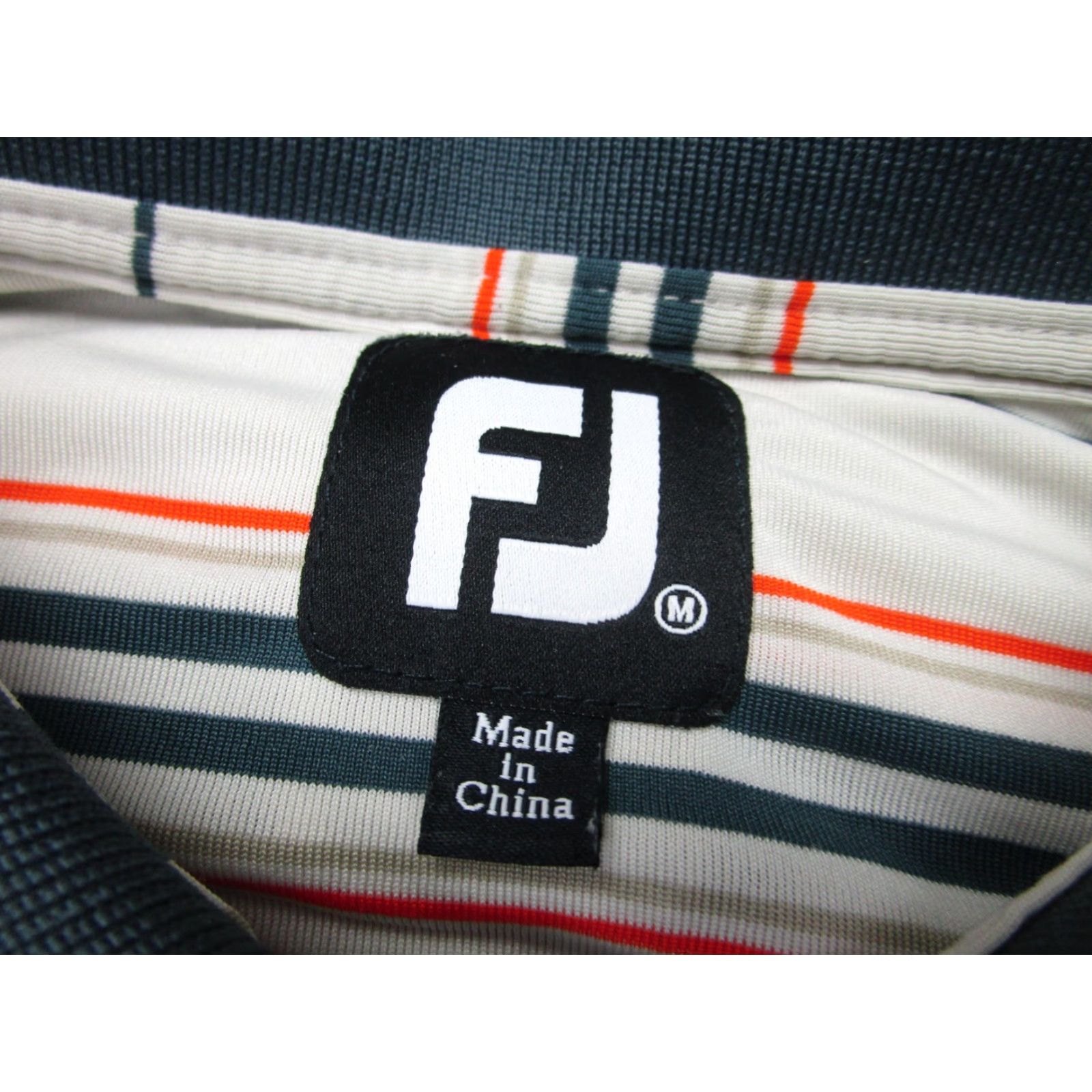 Footjoy FootJoy Polo Mens Medium Stripe Valencia CC Golf Performance Gray Orange Shirt Size US XL / EU 56 / 4 - 5 Thumbnail