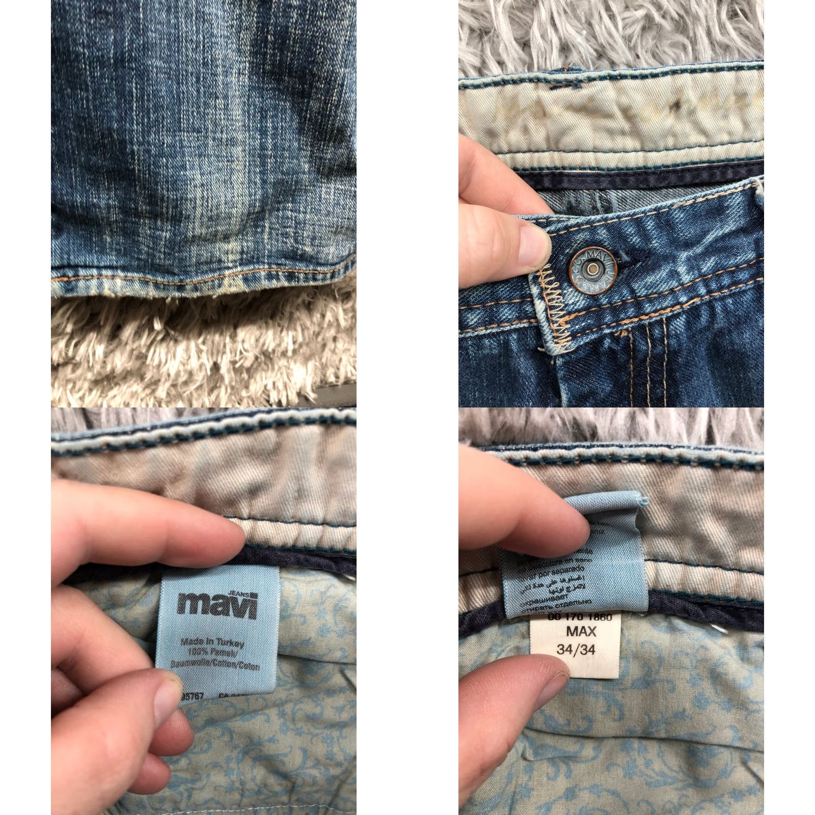 Vintage Mavi Jeans Size 34x34 Mens Mid Rise Straight Leg Dark Wash Blue Denim Jeans Size US 34 / EU 50 - 8 Thumbnail